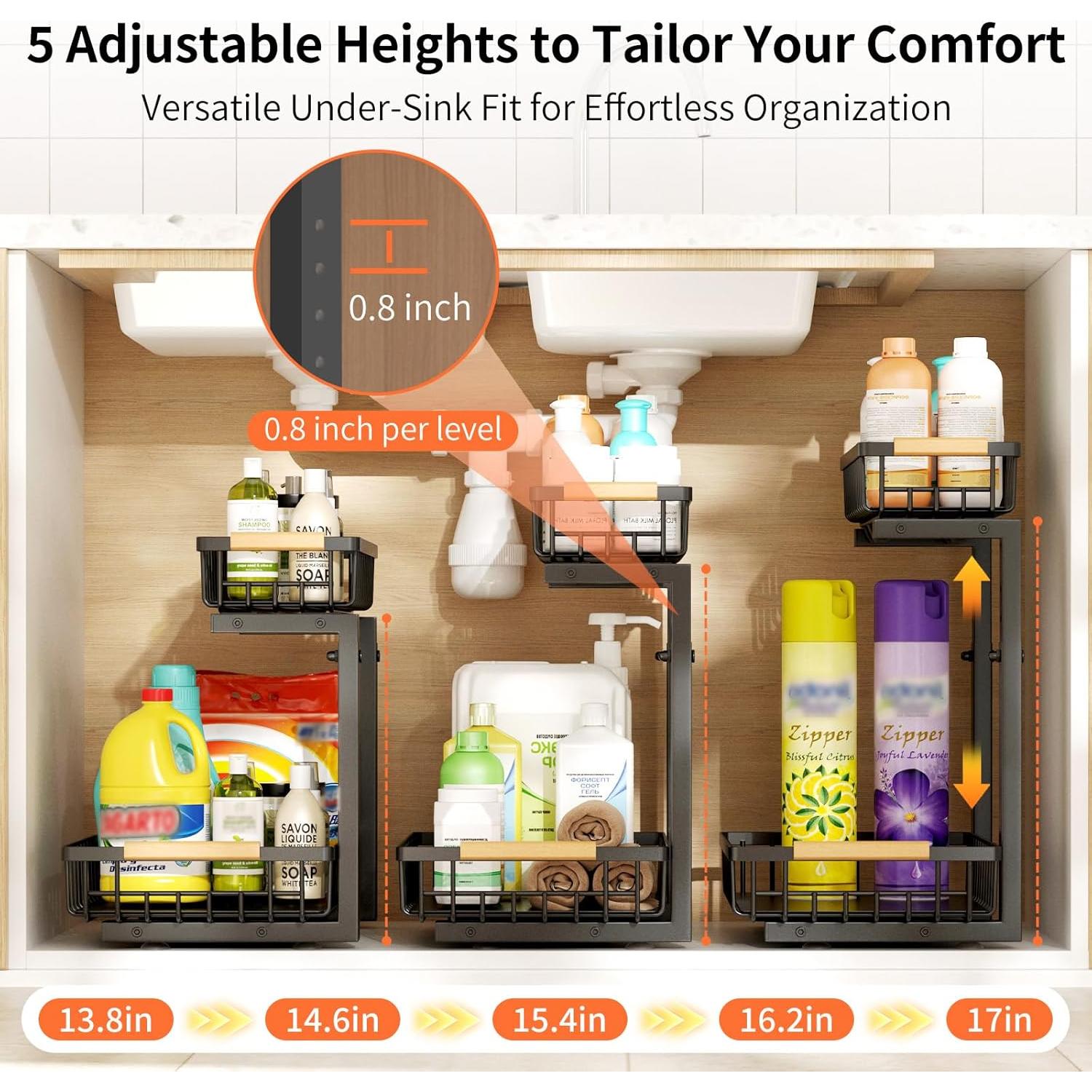 Organizador Bajo Fregadero FapZox Metal Ajustable 2 Niveles