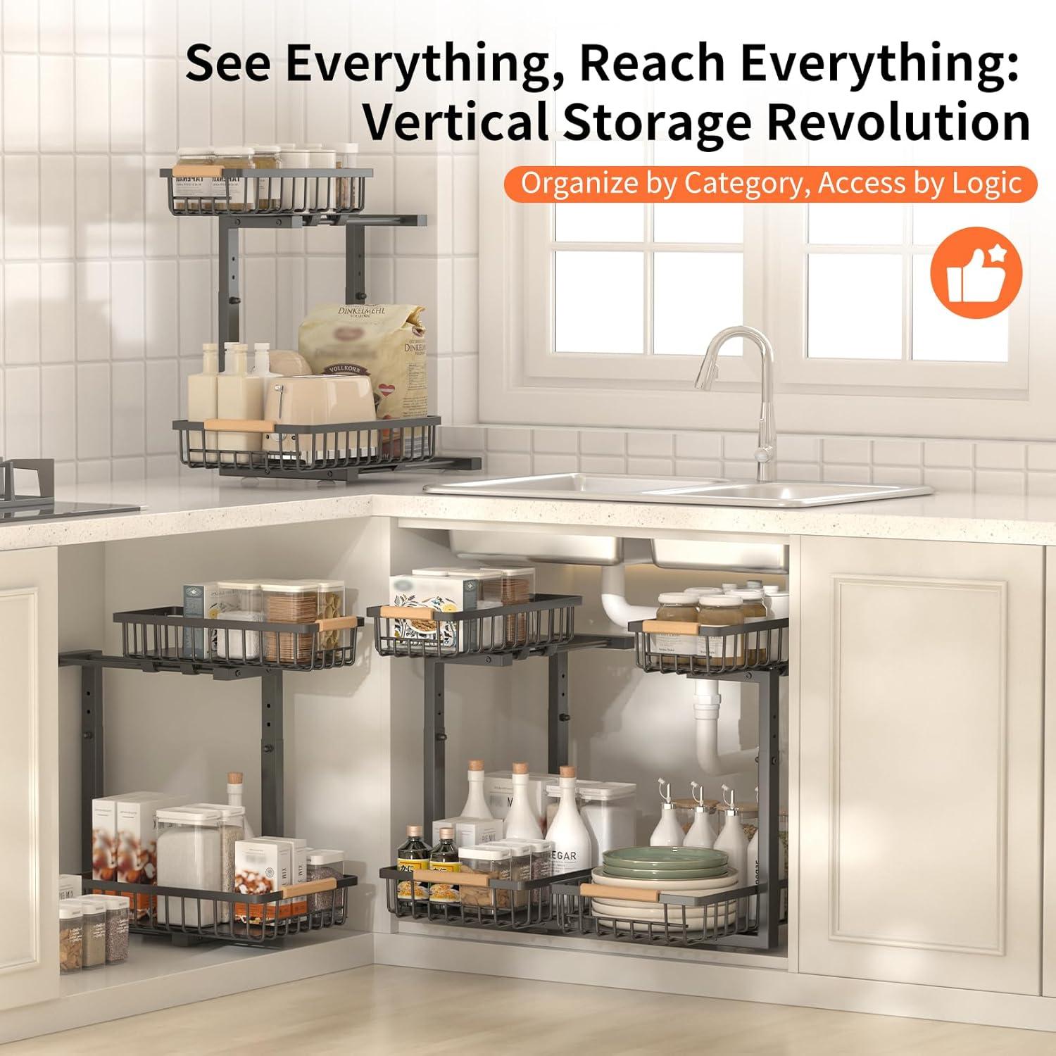 Organizador Bajo Fregadero FapZox Metal Ajustable 2 Niveles