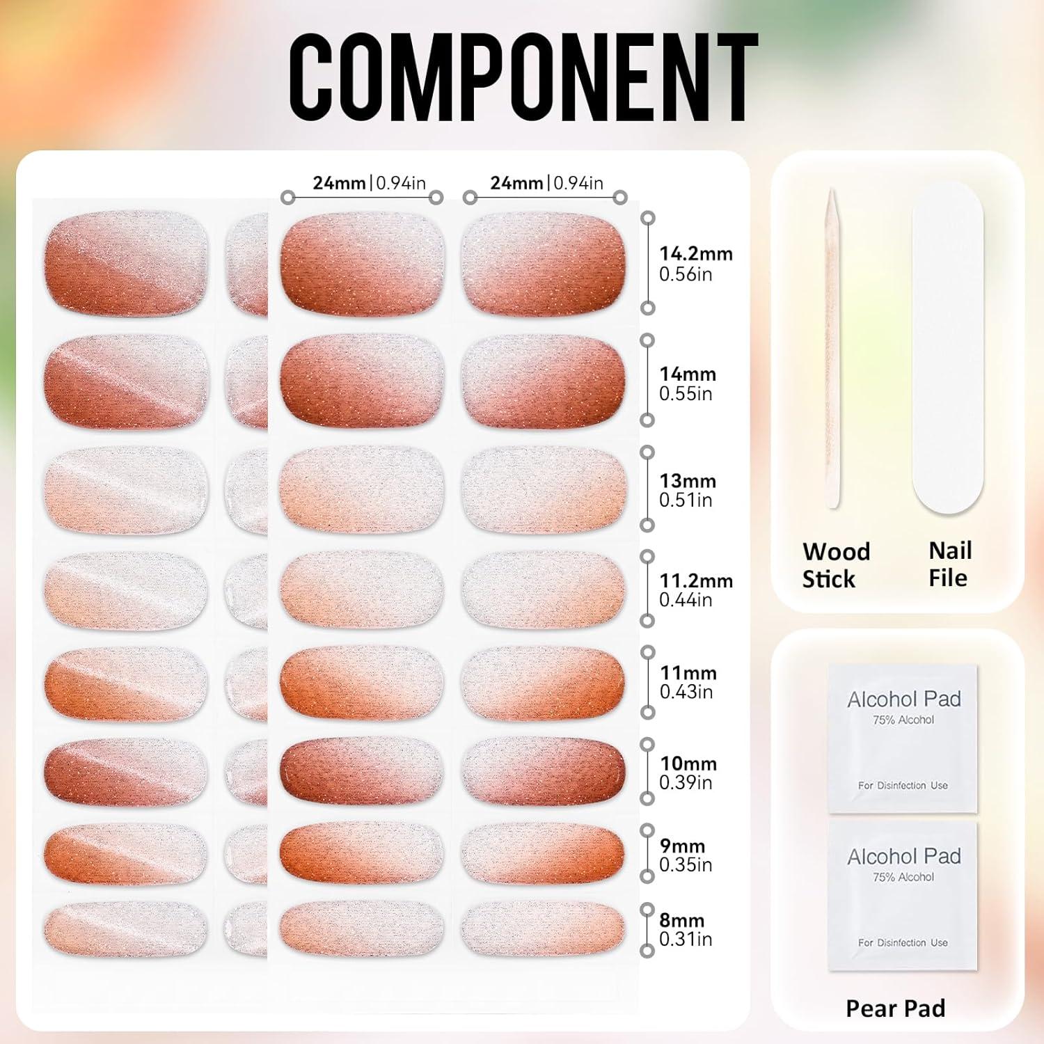 Calcomanías de Uñas de Gel MOOYIYAN 32 PCS Brillo Bronce