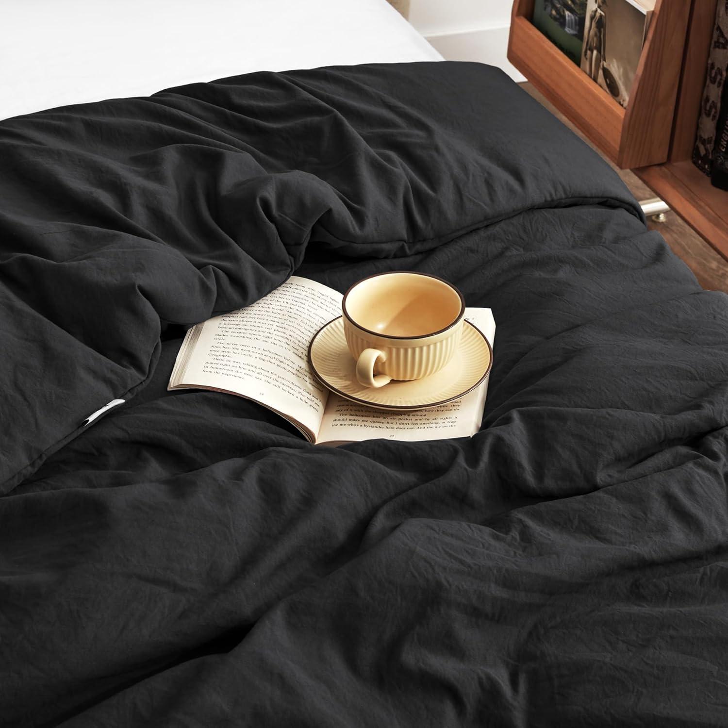 Funda de Edredón EXQ Home 60x80 cm Negra Suave y Lavable