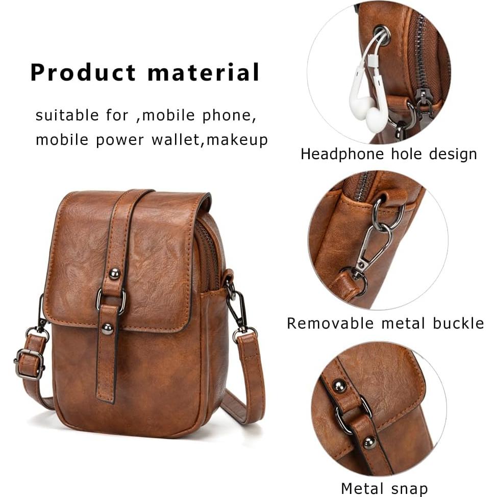 Bolso Cruzado de Cuero PU MyFriday para Mujeres - Marrón