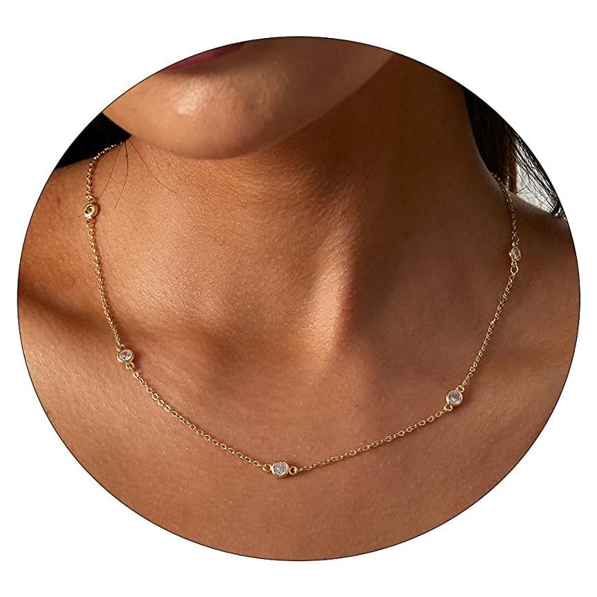 Collar Choker de Oro 14k LEXODY con Zirconia Cubica 42 cm