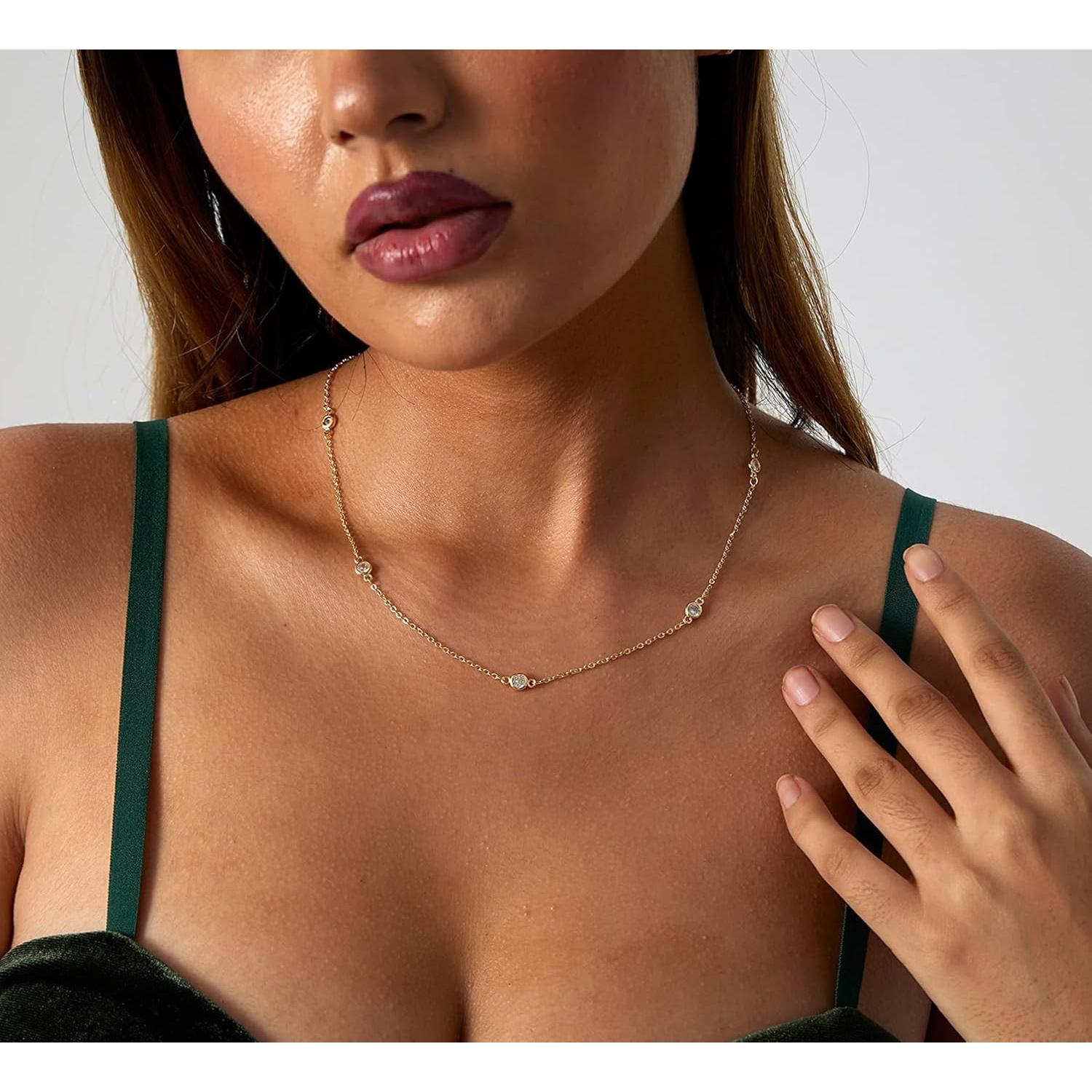 Collar Choker de Oro 14k LEXODY con Zirconia Cubica 42 cm