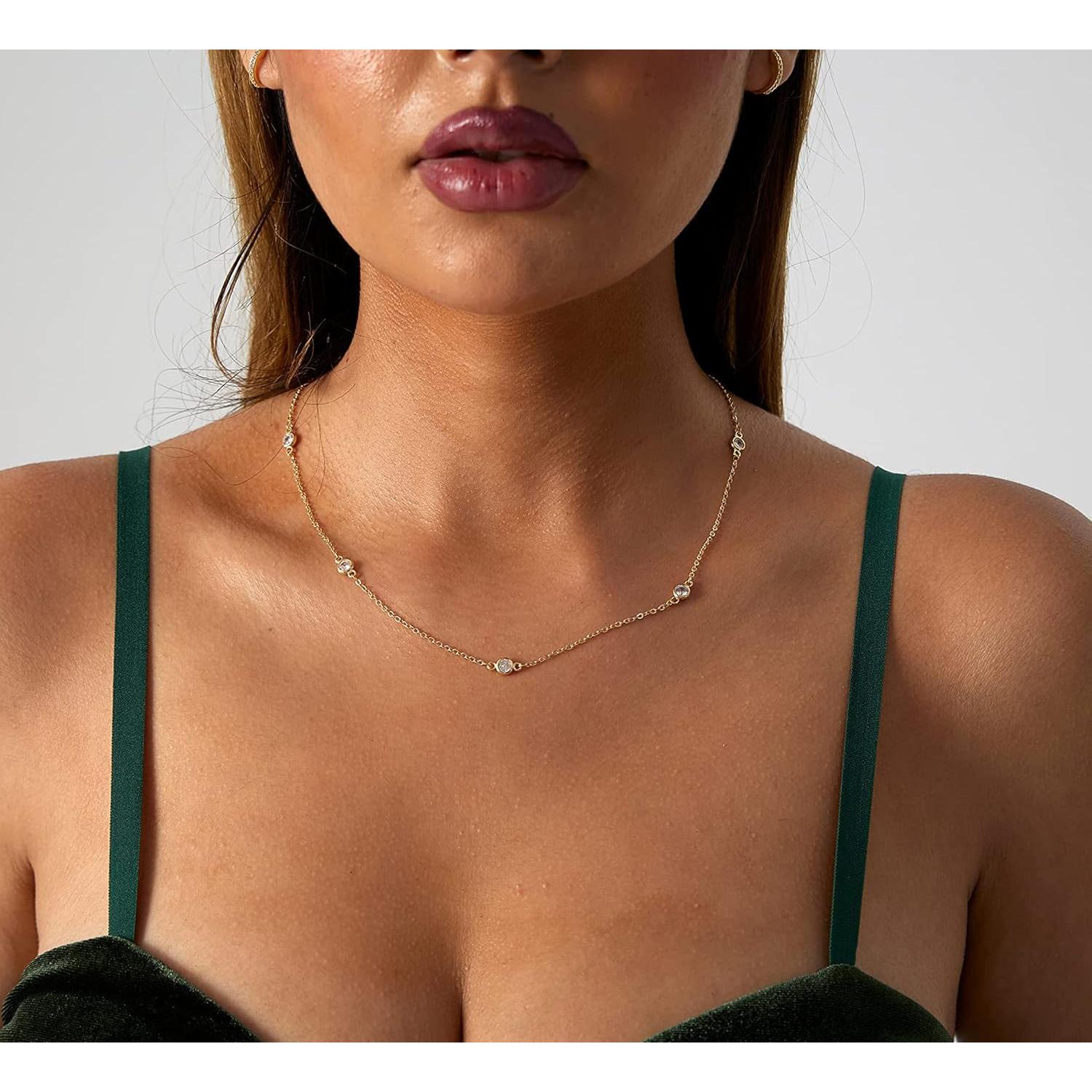 Collar Choker de Oro 14k LEXODY con Zirconia Cubica 42 cm