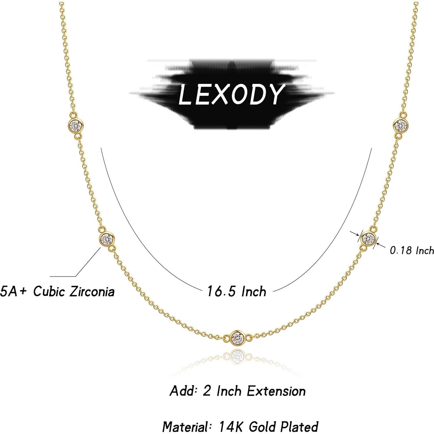 Collar Choker de Oro 14k LEXODY con Zirconia Cubica 42 cm