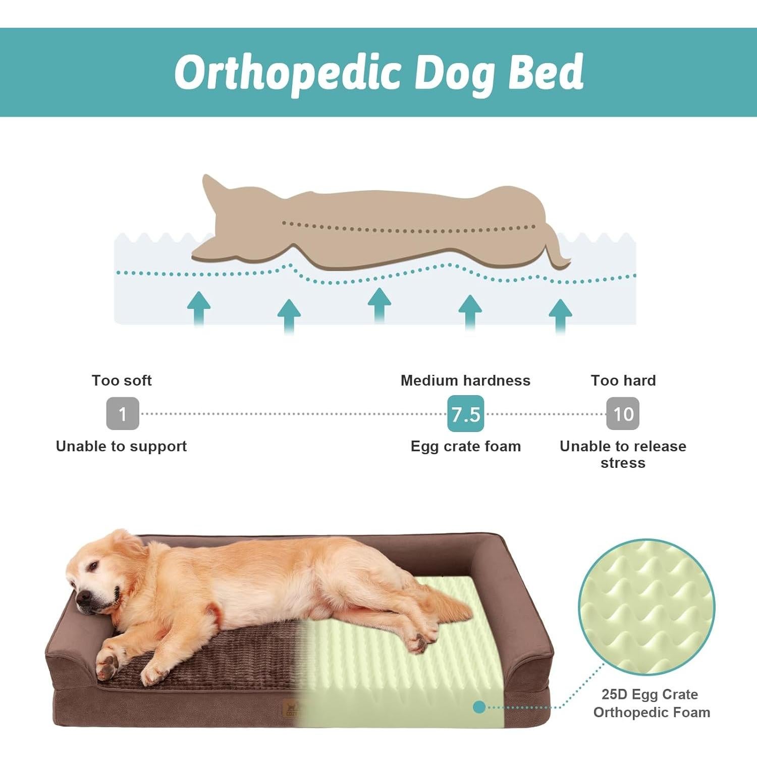 Cama ortopédica para perros COZY KISS 76x50 cm marrón