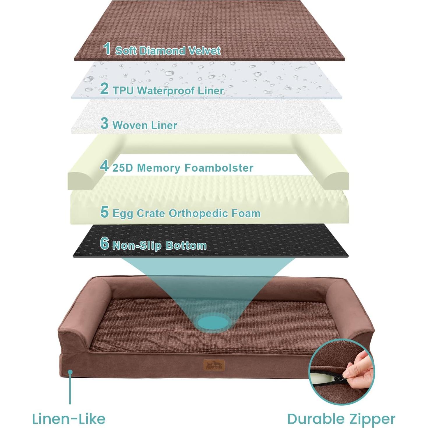 Cama ortopédica para perros COZY KISS 76x50 cm marrón