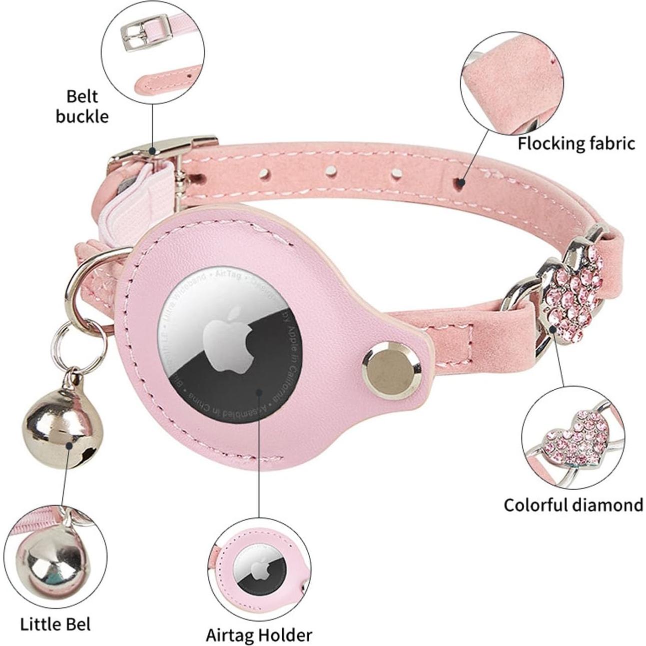 Collar GPS para Gato ANNUOZE con Air Tag - Cuero Negro 28-30 cm