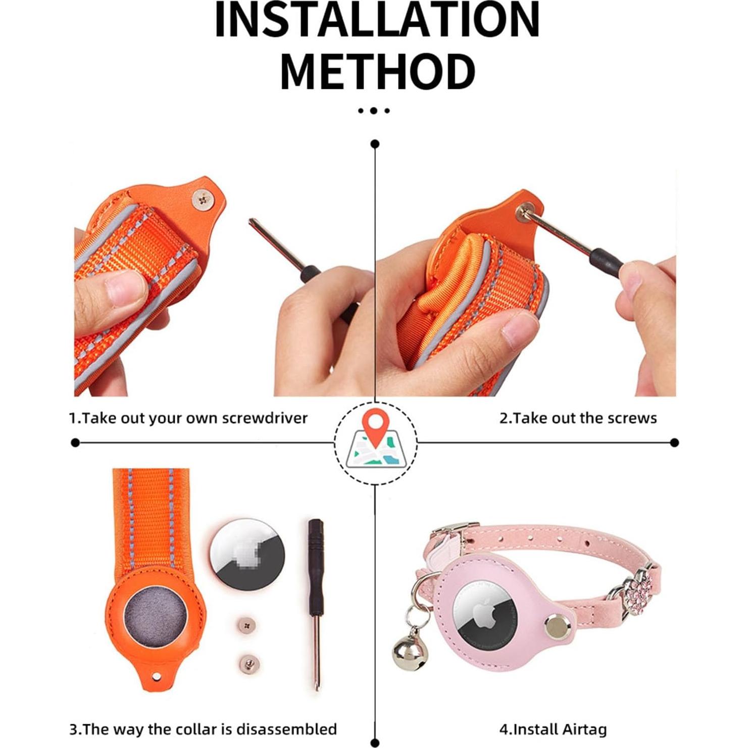 Collar GPS para Gato ANNUOZE con Air Tag - Cuero Negro 28-30 cm