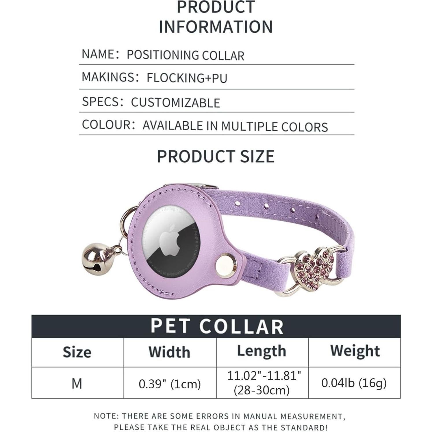 Collar GPS para Gato ANNUOZE con Air Tag - Cuero Negro 28-30 cm