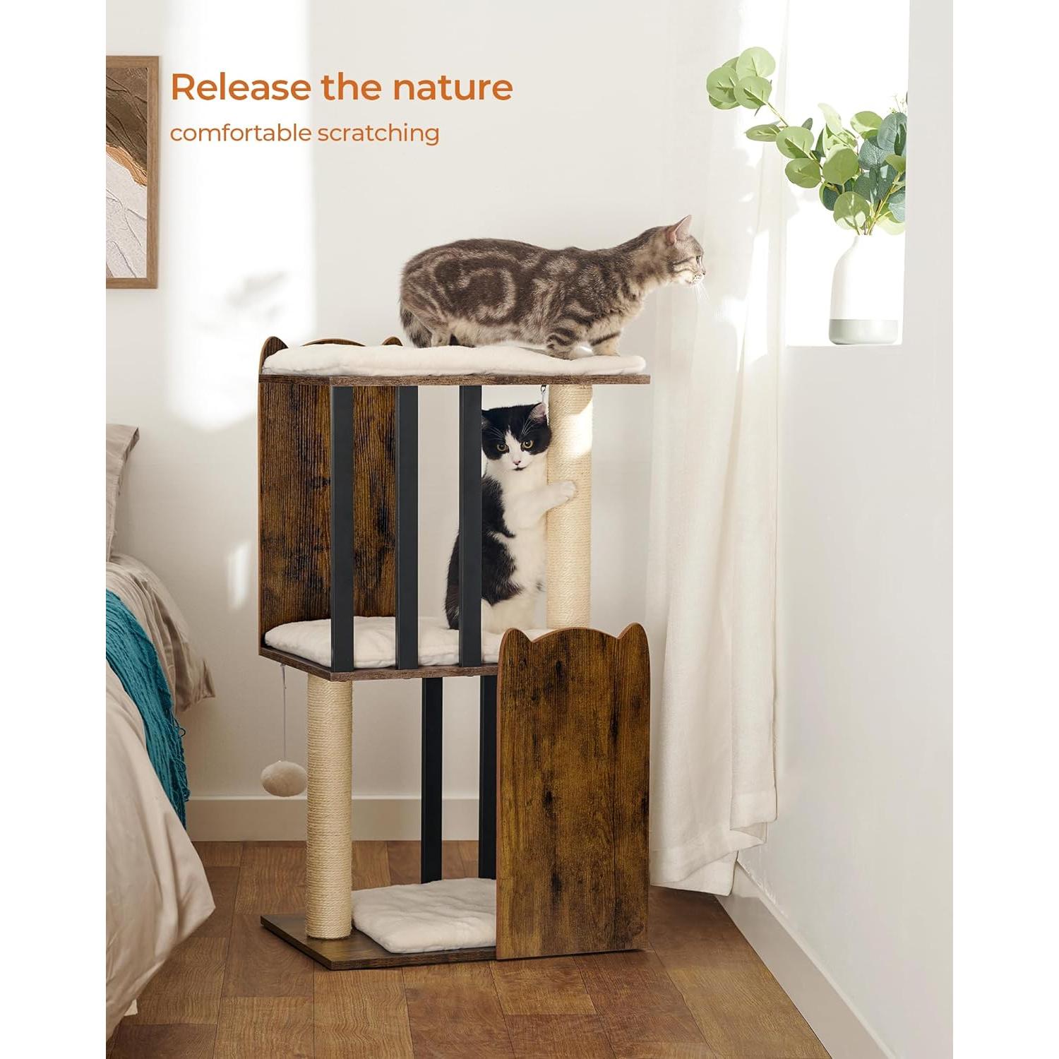 Árbol Rascador para Gatos FourFurPets 90 cm 3 Niveles Marrón