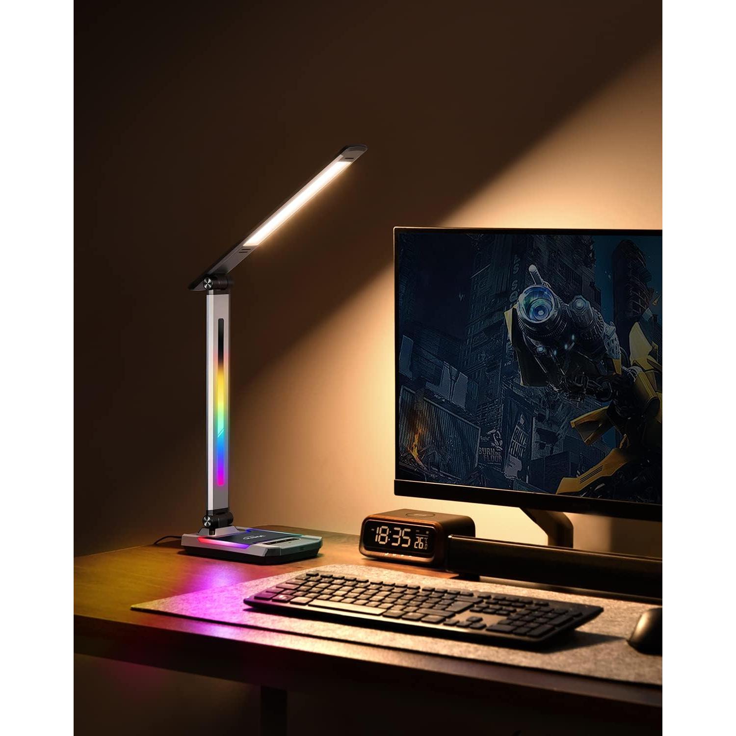 Lámpara de Escritorio Gaming WILIT G1 LED RGB Cargador Inalámbrico