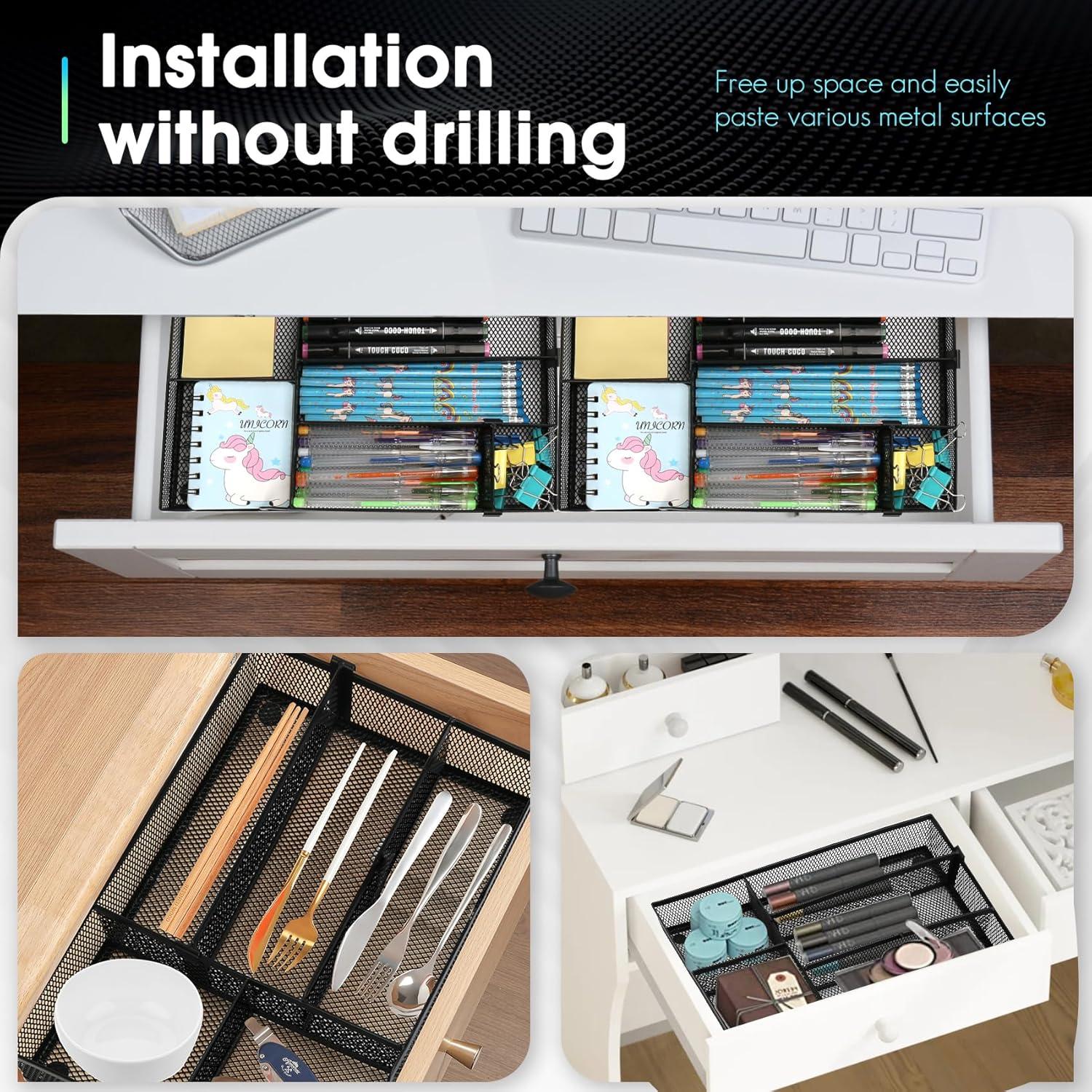 Organizador de Cajón de Escritorio EsOfficce 32x21 cm Malla Metálica