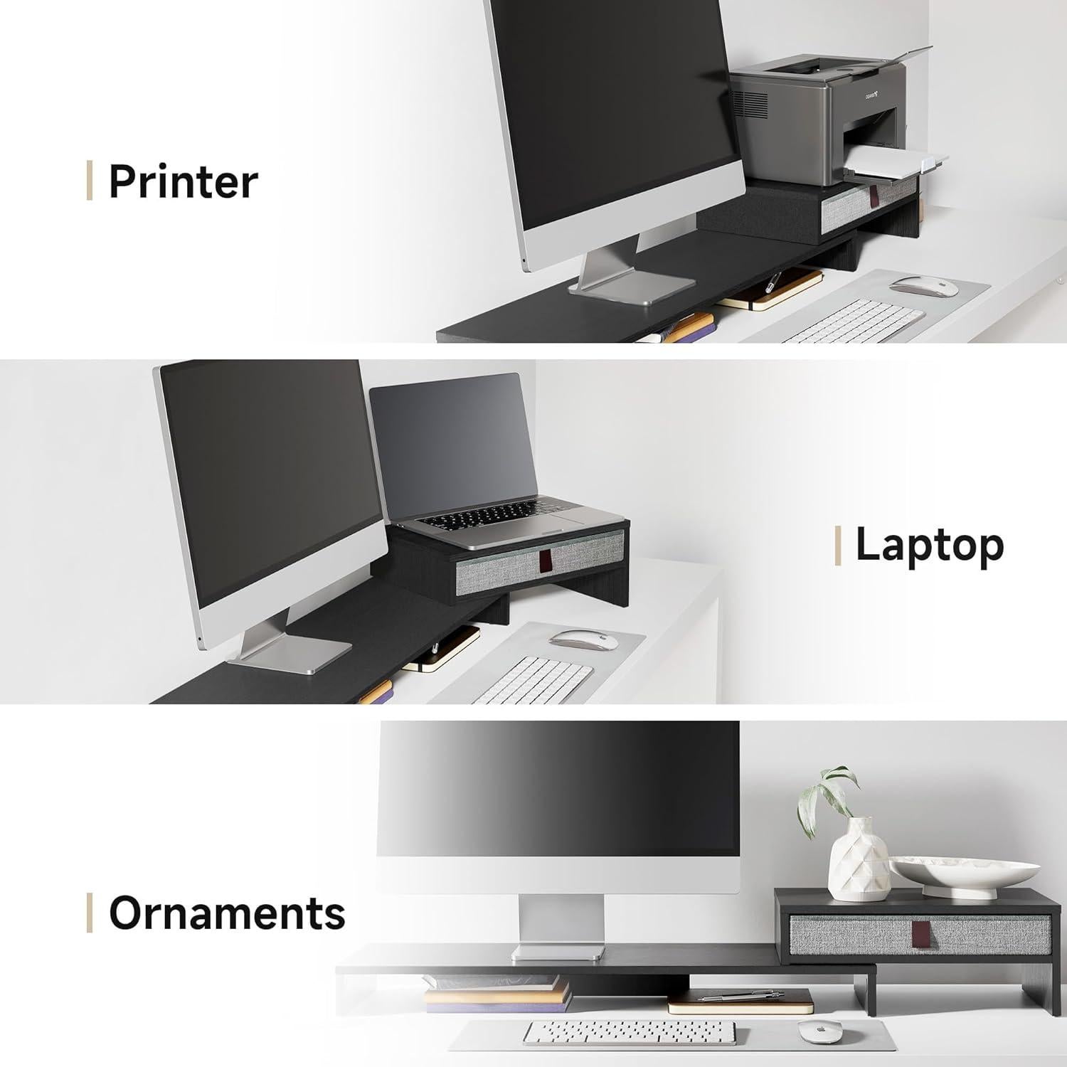 Soporte para Monitor Fenge Ajustable con Cajón Negro 30kg