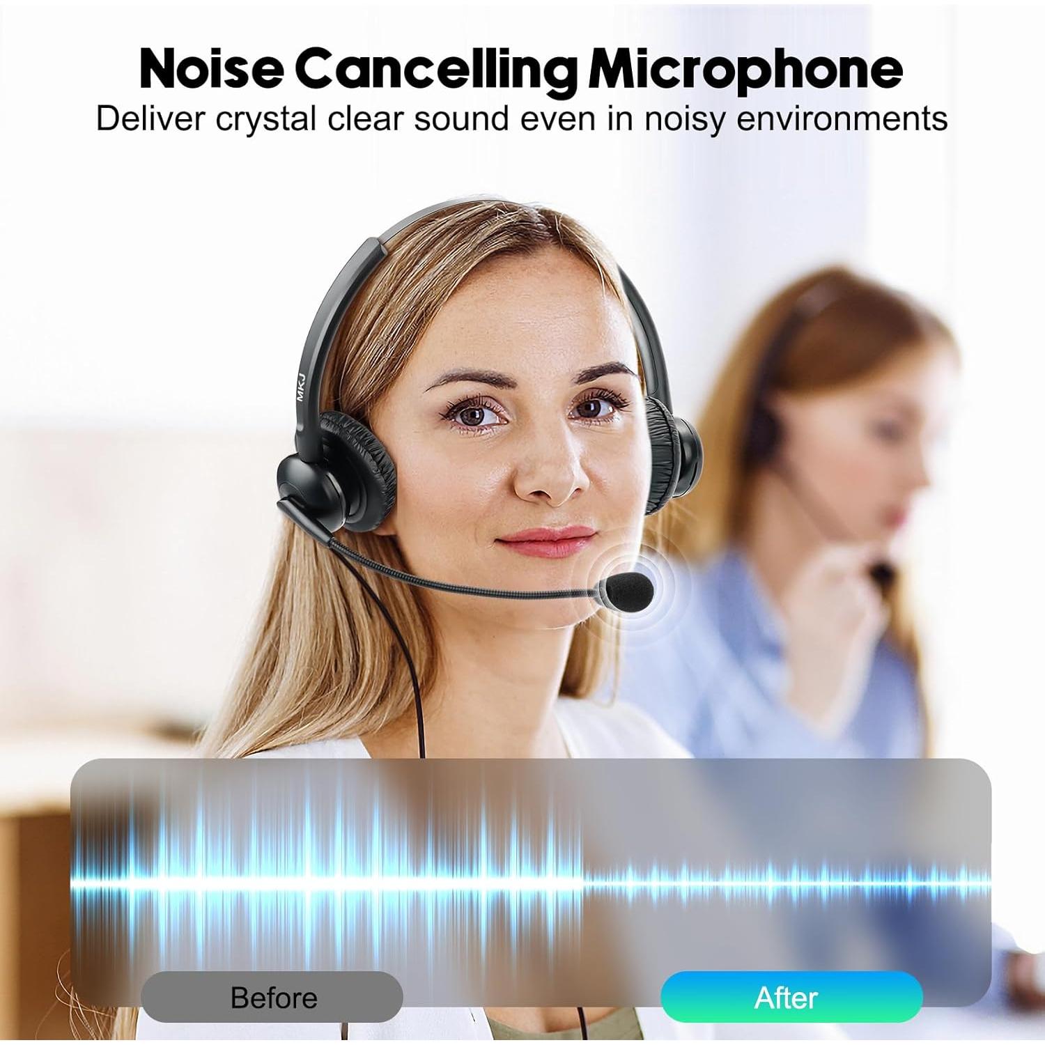 Auricular MKJ Doble Oído con Micrófono para Teléfonos Cisco RJ9