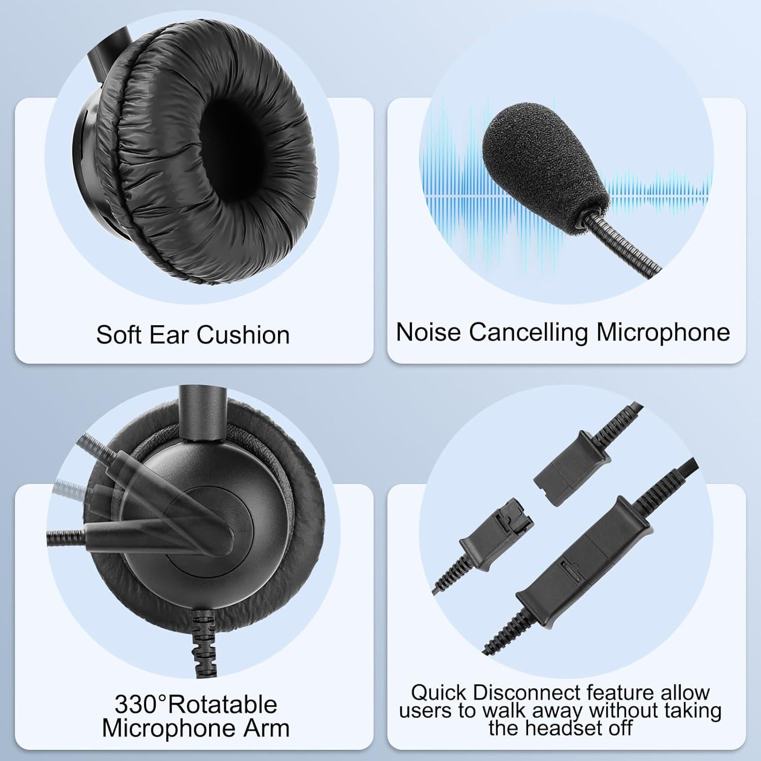 Auricular MKJ Doble Oído con Micrófono para Teléfonos Cisco RJ9