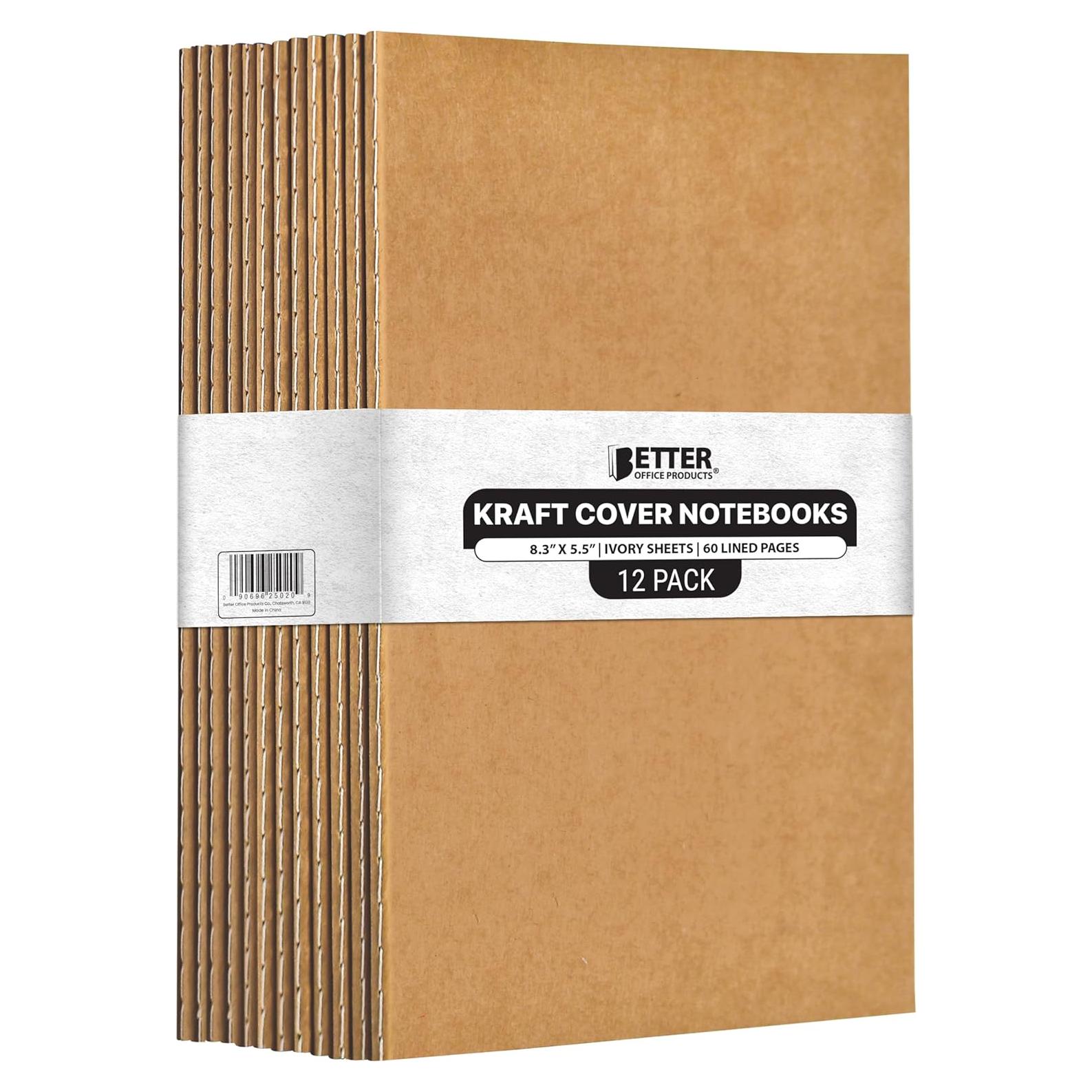 Cuadernos Kraft Rayados A5 - Paquete de 12 - 60 Páginas