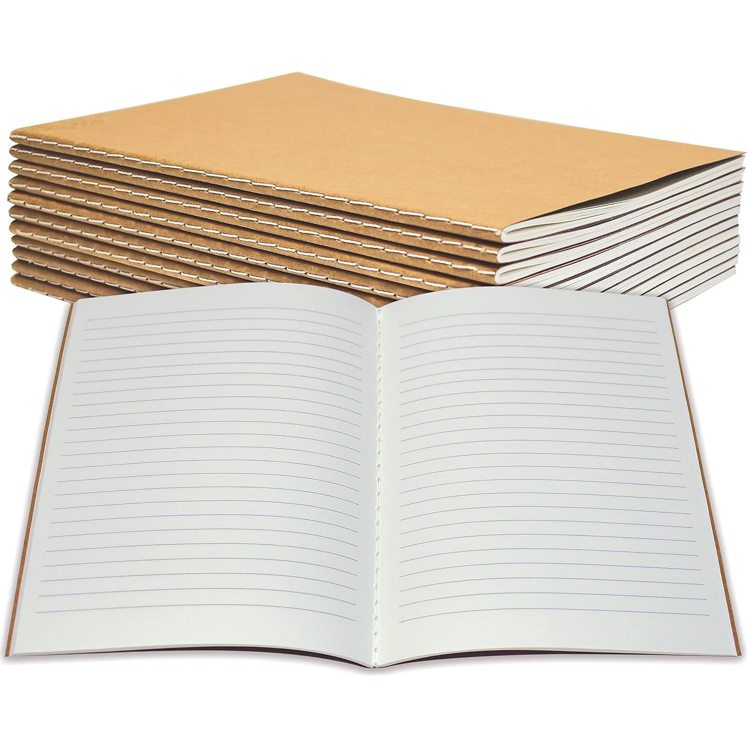 Cuadernos Kraft Rayados A5 - Paquete de 12 - 60 Páginas