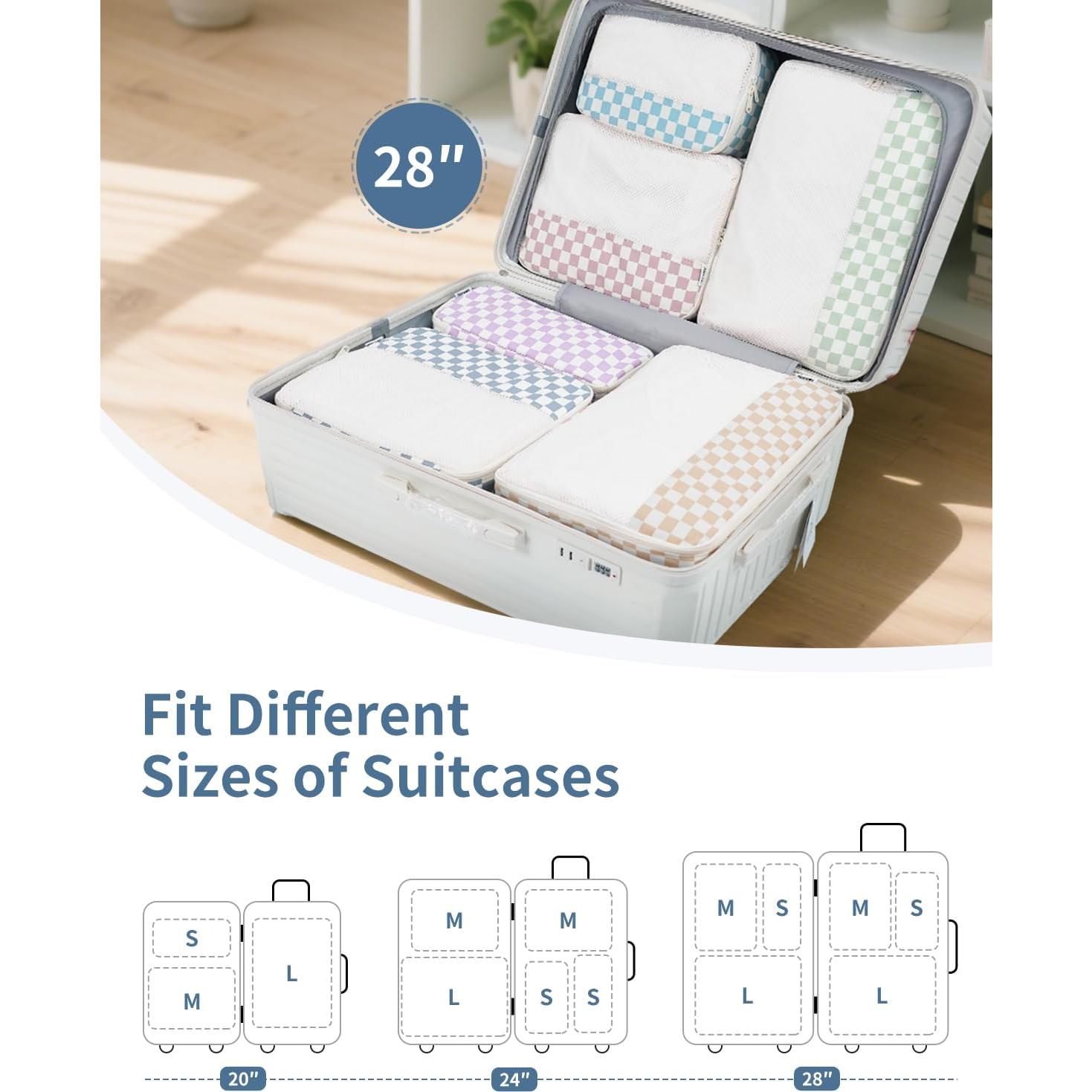 Set de 7 Cubos de Empaque Narwey - Organizador de Viaje Cuadros