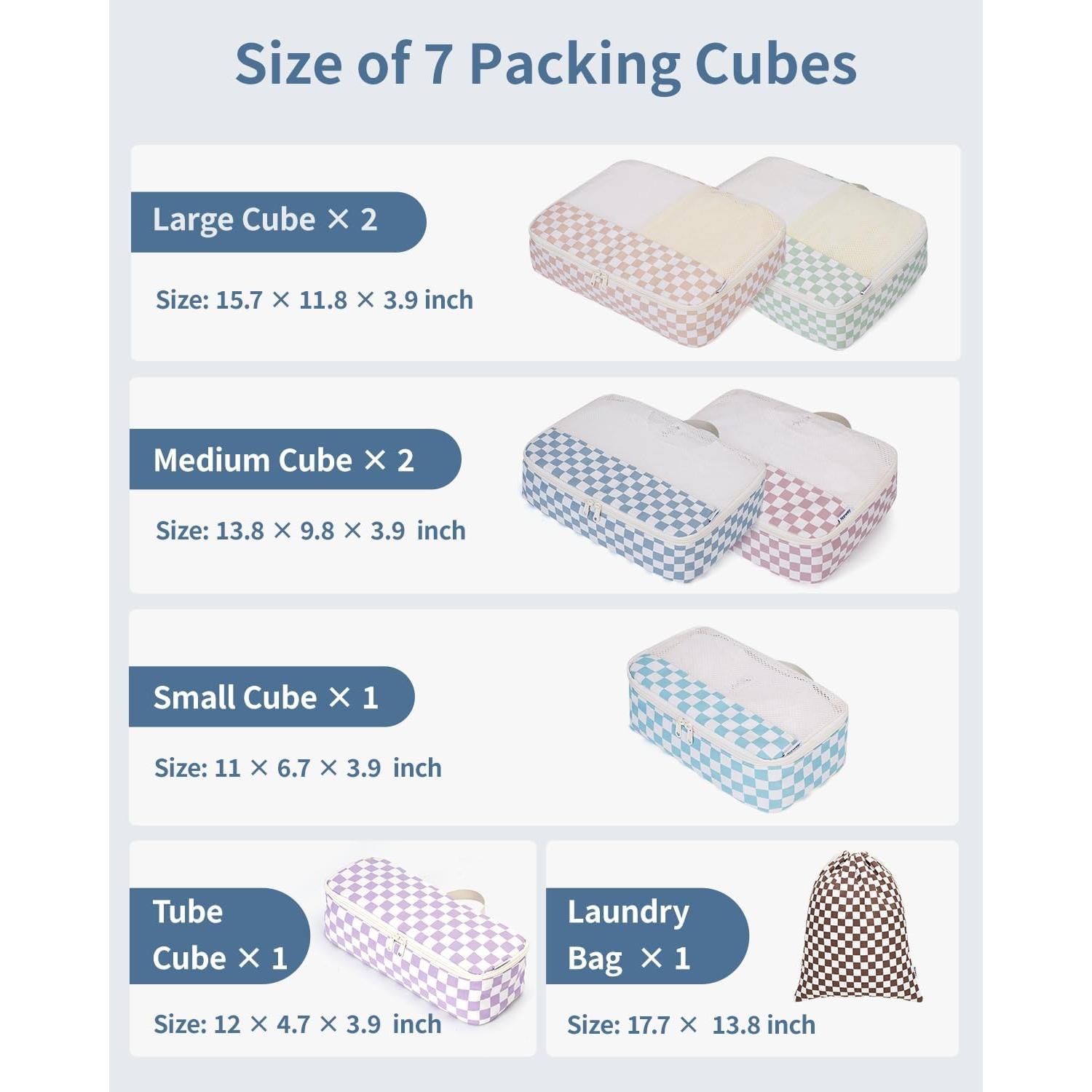 Set de 7 Cubos de Empaque Narwey - Organizador de Viaje Cuadros