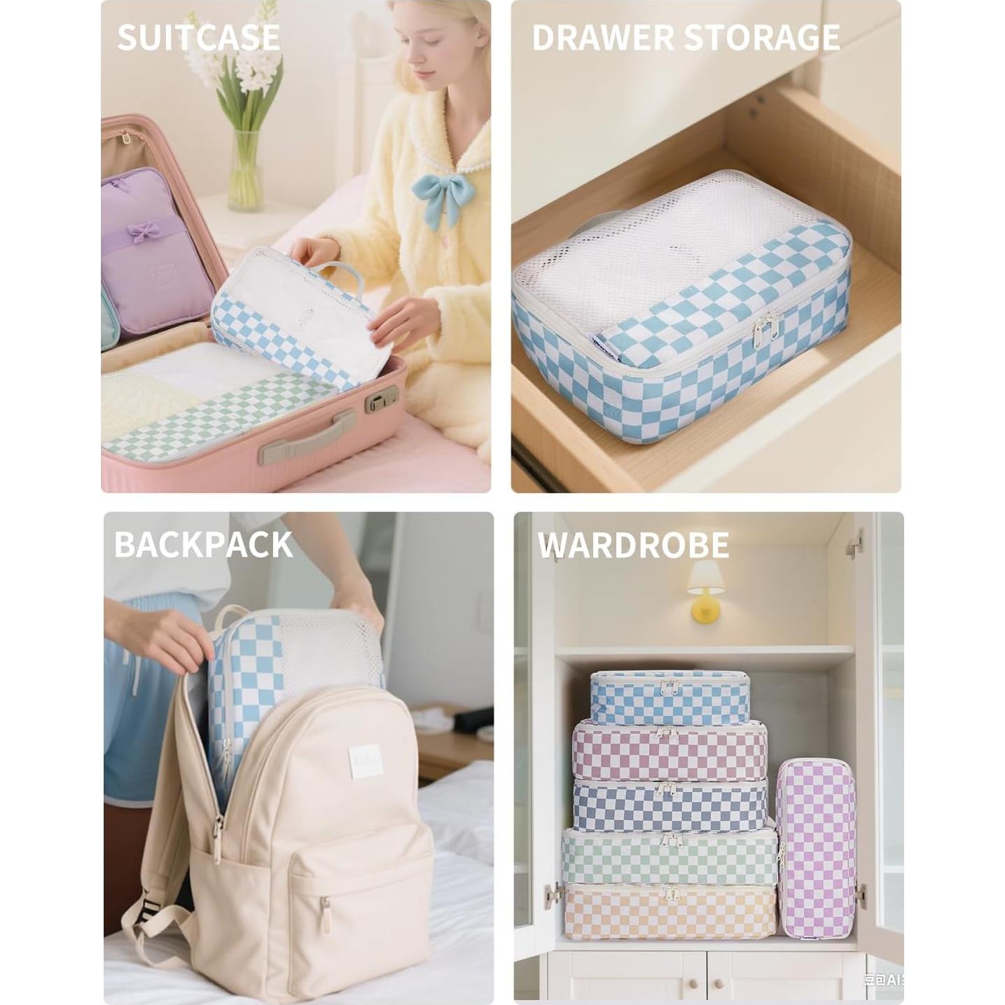 Set de 7 Cubos de Empaque Narwey - Organizador de Viaje Cuadros