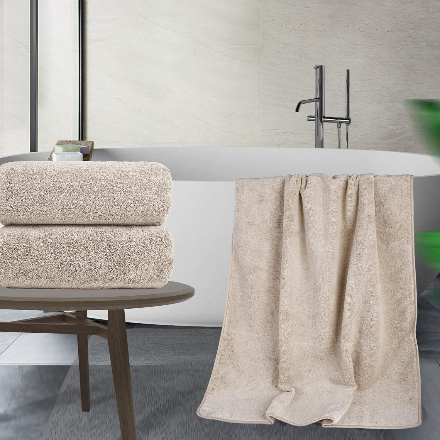 Toalla de baño de microfibra POLYTE 88.9x177.8 cm 2 unidades Beige