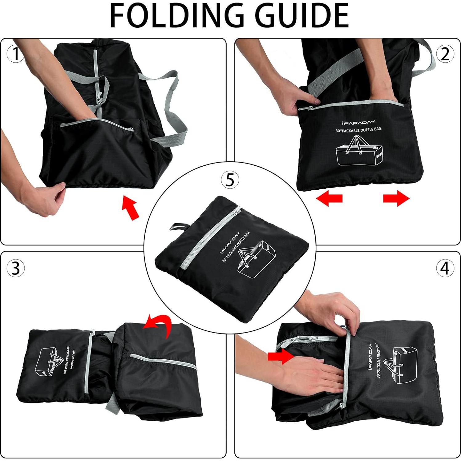 Bolsa de viaje plegable IFARADAY 75L resistente al agua - Negro