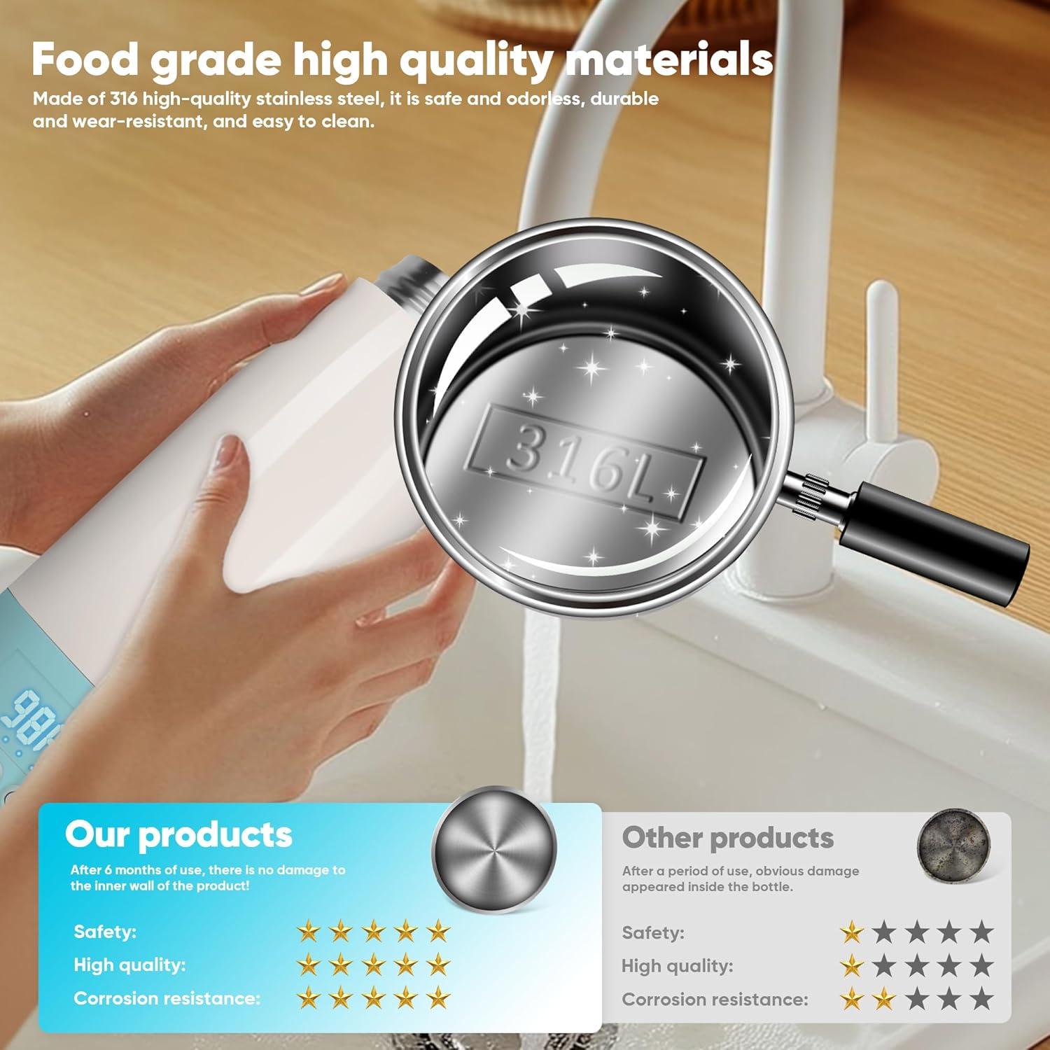 Calentador de Botellas Portátil Azul 10400mAh Control Temperatura