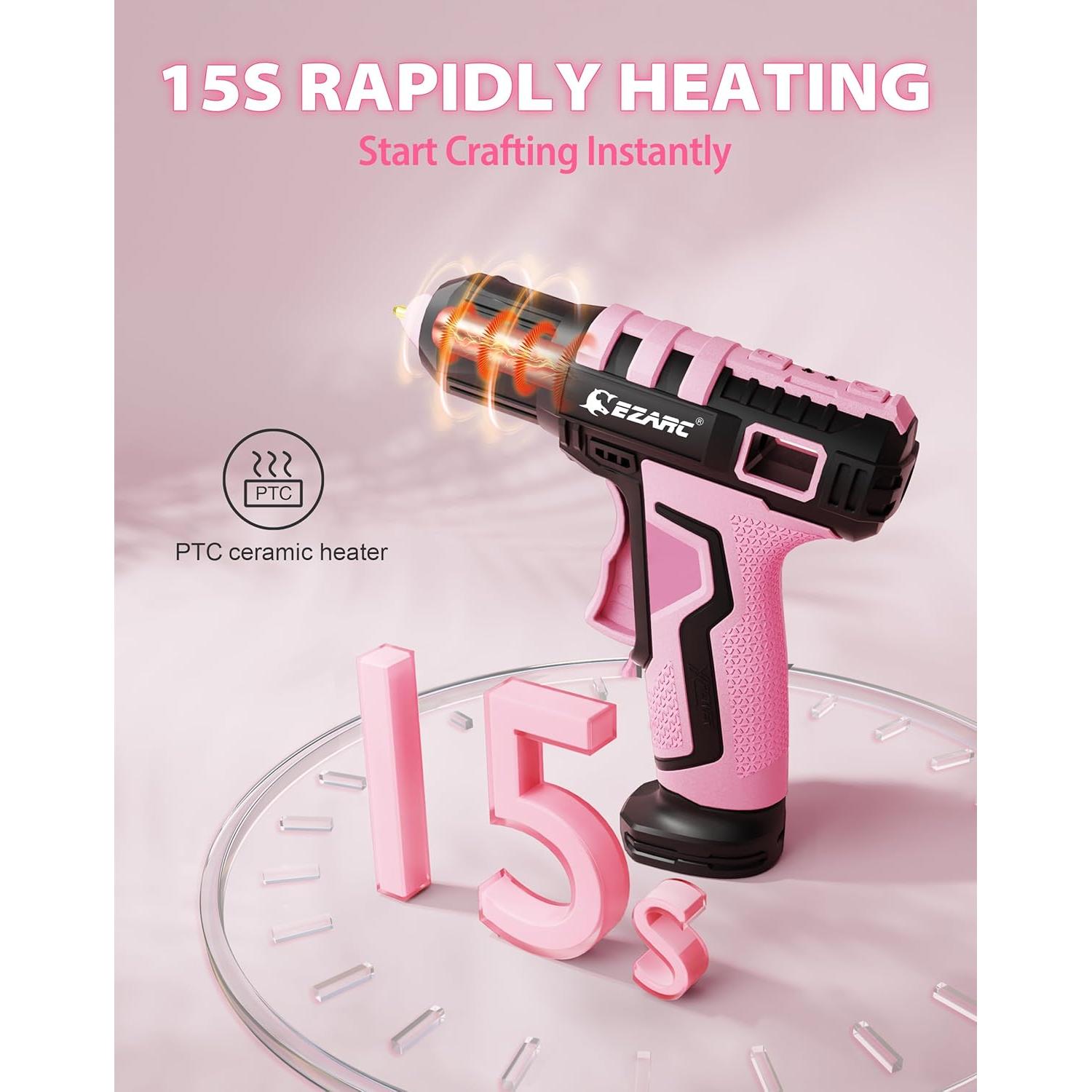 Pistola de Pegamento Caliente Inalámbrica EZARC Rosa 4W