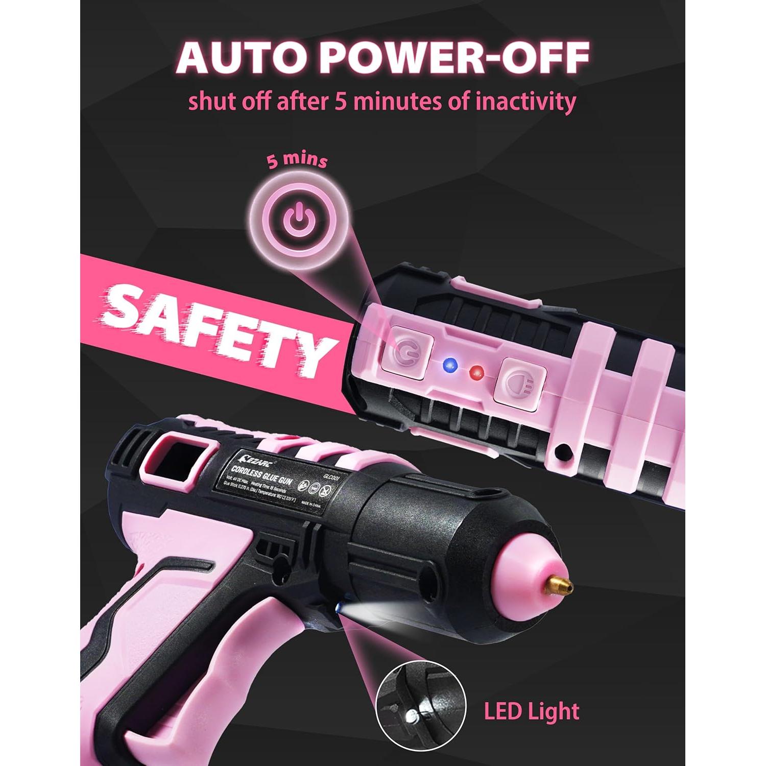 Pistola de Pegamento Caliente Inalámbrica EZARC Rosa 4W