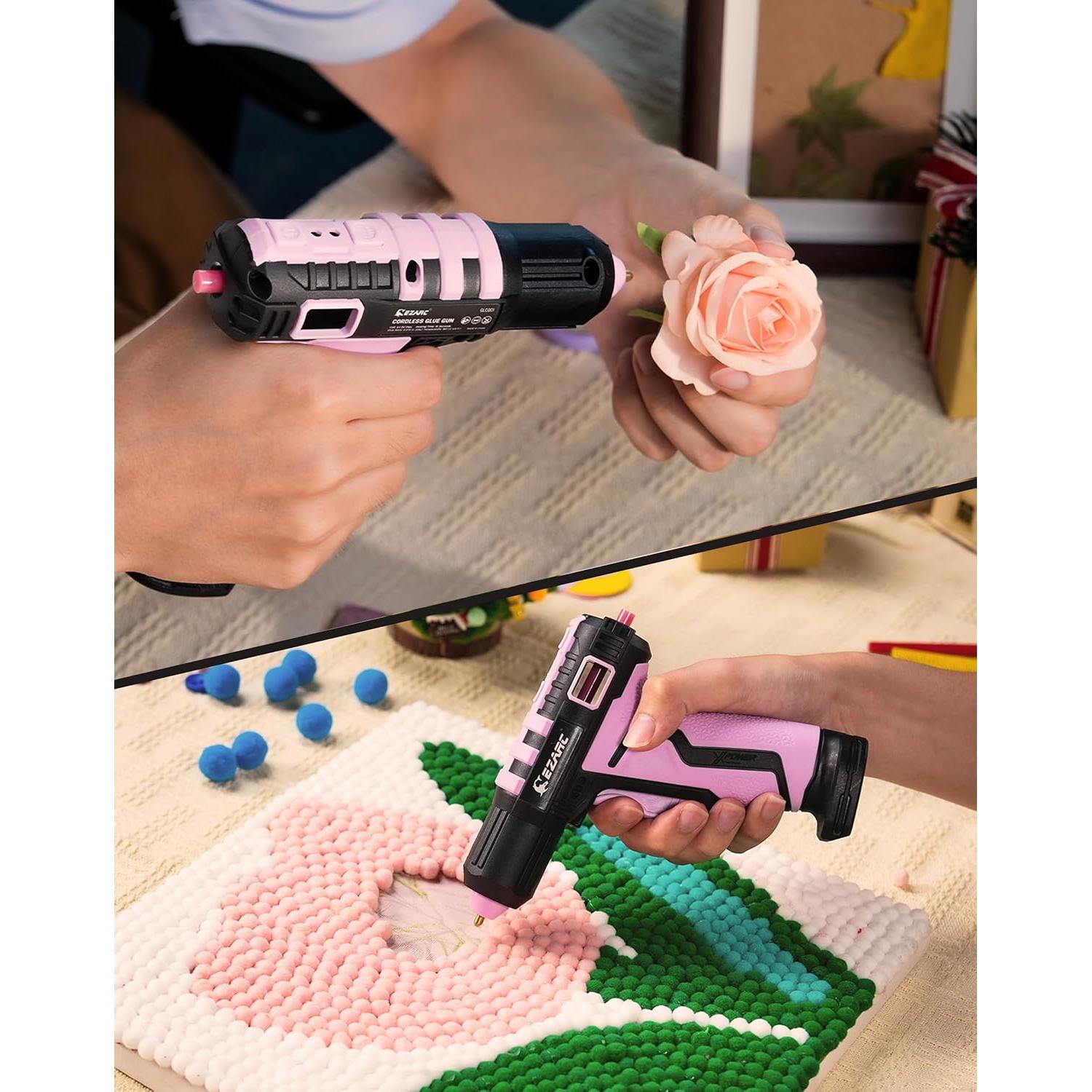 Pistola de Pegamento Caliente Inalámbrica EZARC Rosa 4W