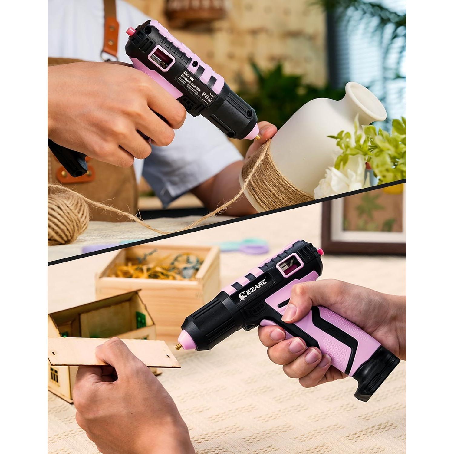 Pistola de Pegamento Caliente Inalámbrica EZARC Rosa 4W