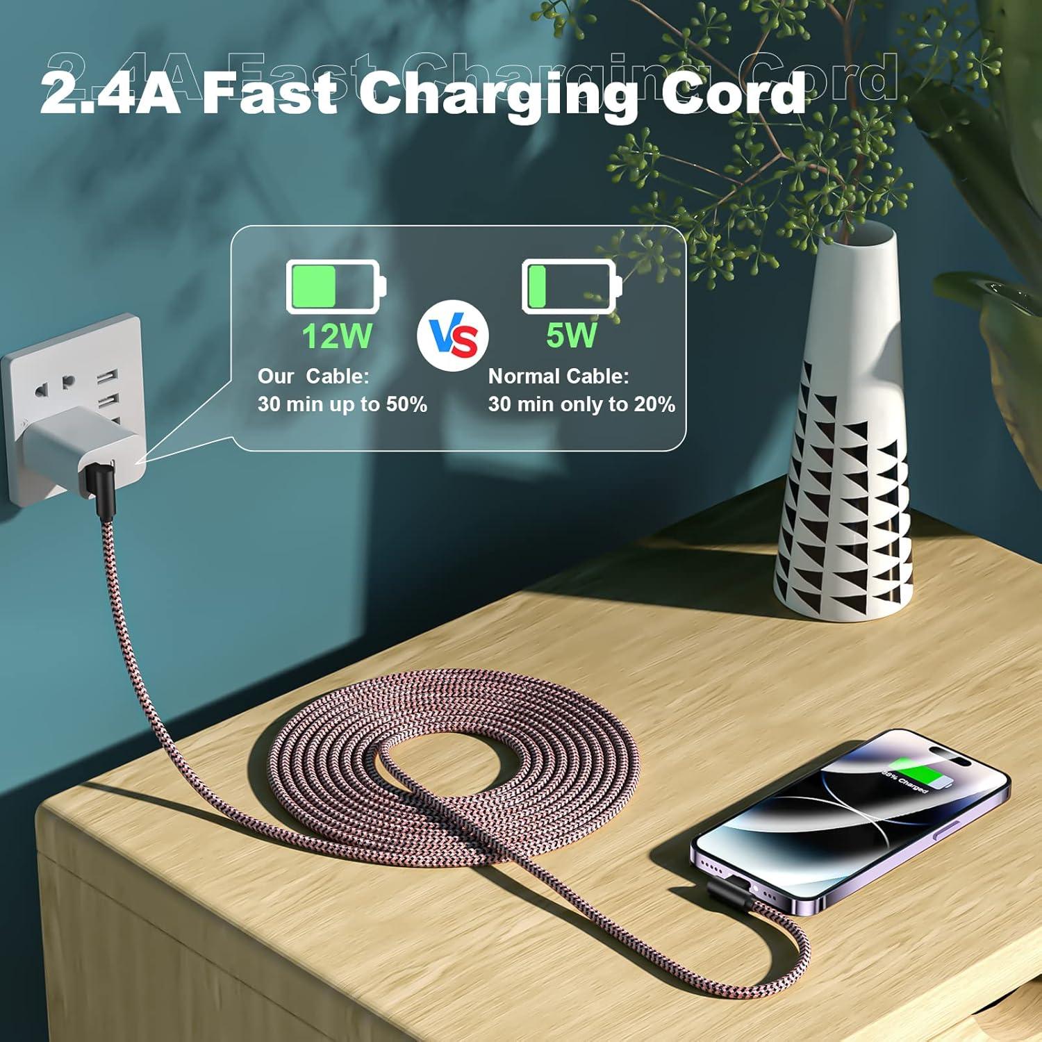 Paquete de 3 Cargadores Lightning FOXSEA 10FT Carga Rápida