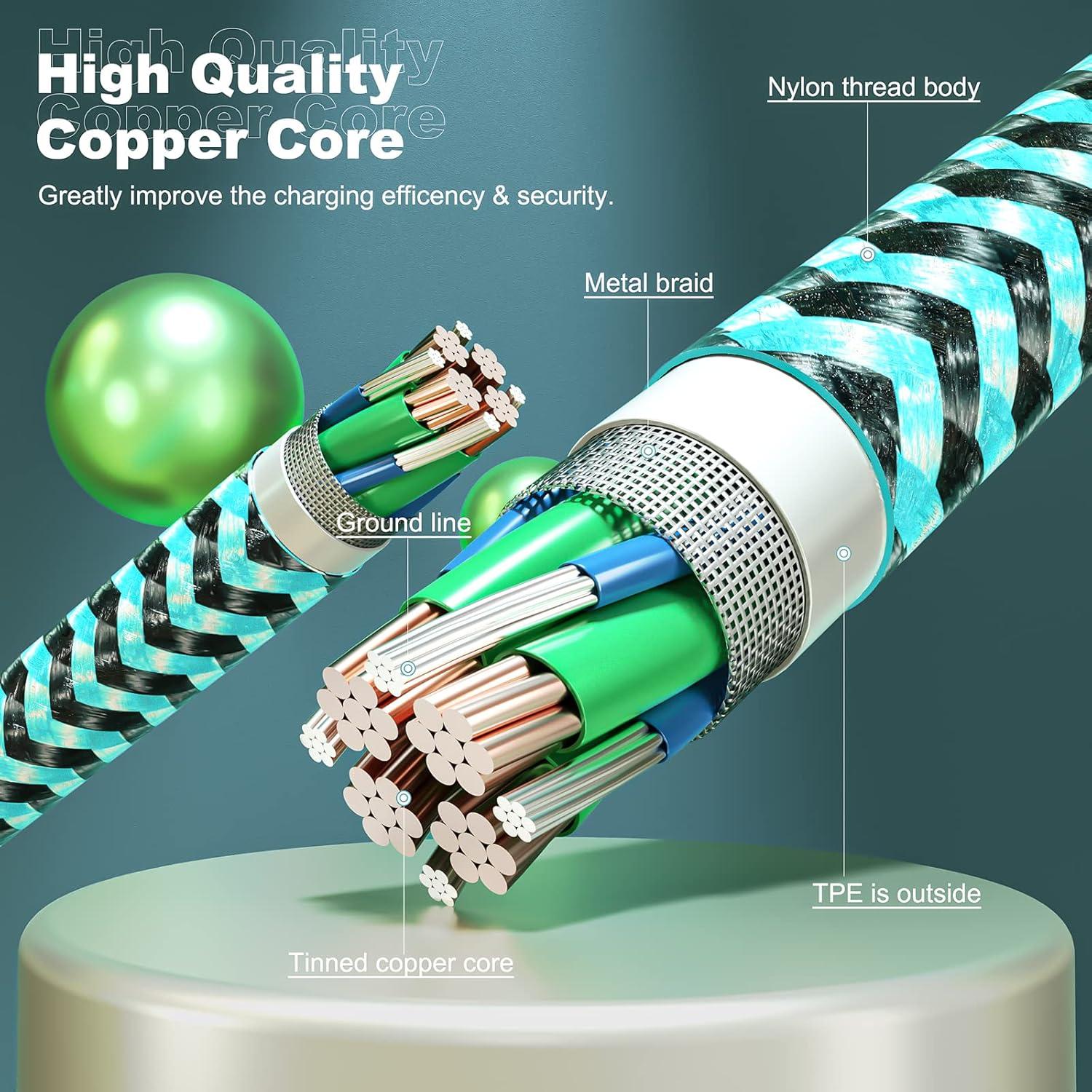 Paquete de 3 Cargadores Lightning FOXSEA 10FT Carga Rápida