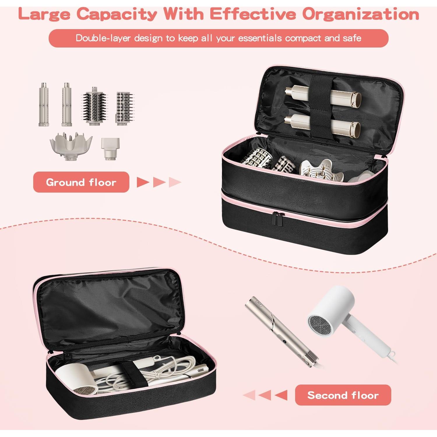 Bolsa Organizadora de Cuero PU para Secador de Pelo Negro