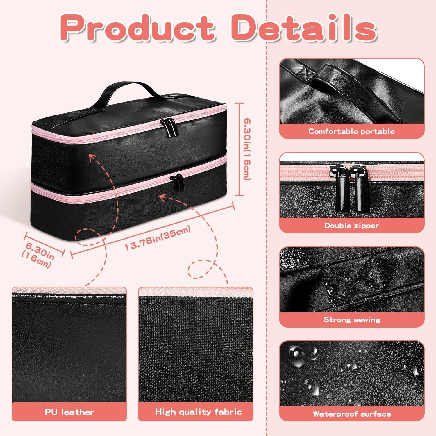 Bolsa Organizadora de Cuero PU para Secador de Pelo Negro