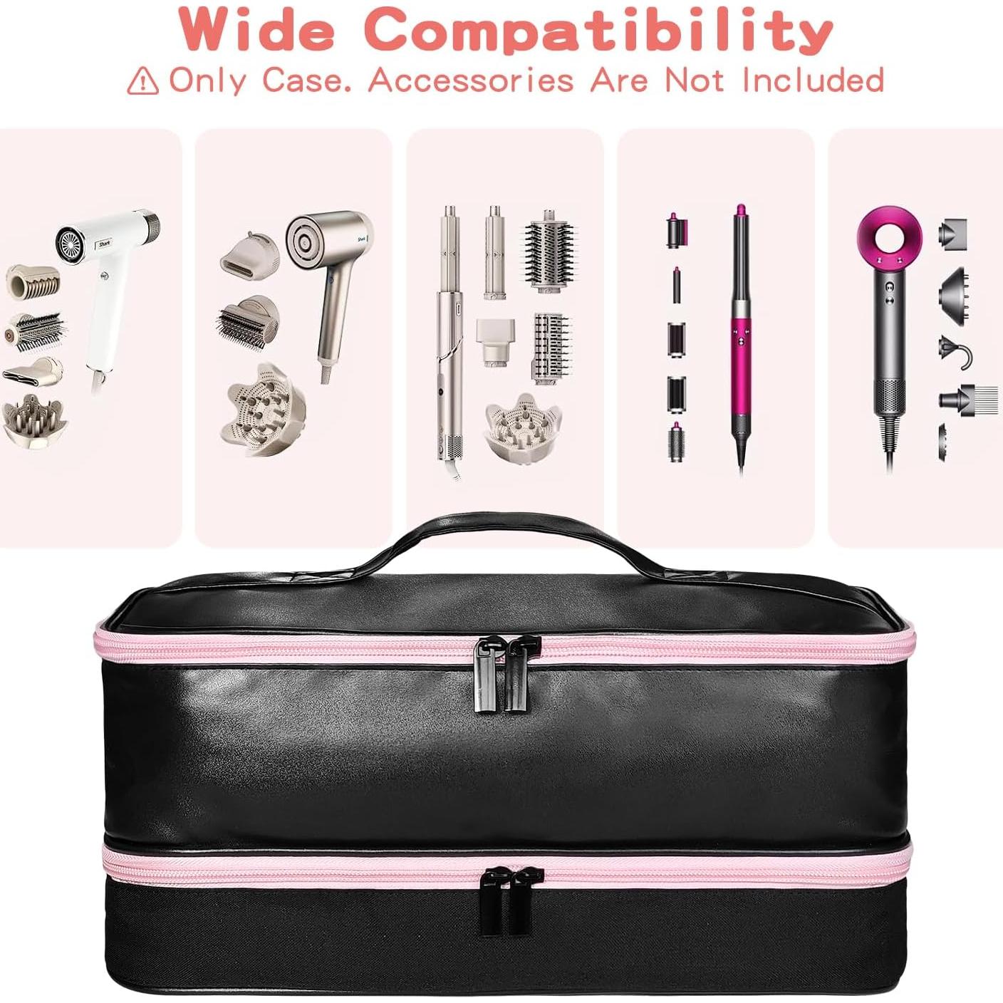 Bolsa Organizadora de Cuero PU para Secador de Pelo Negro