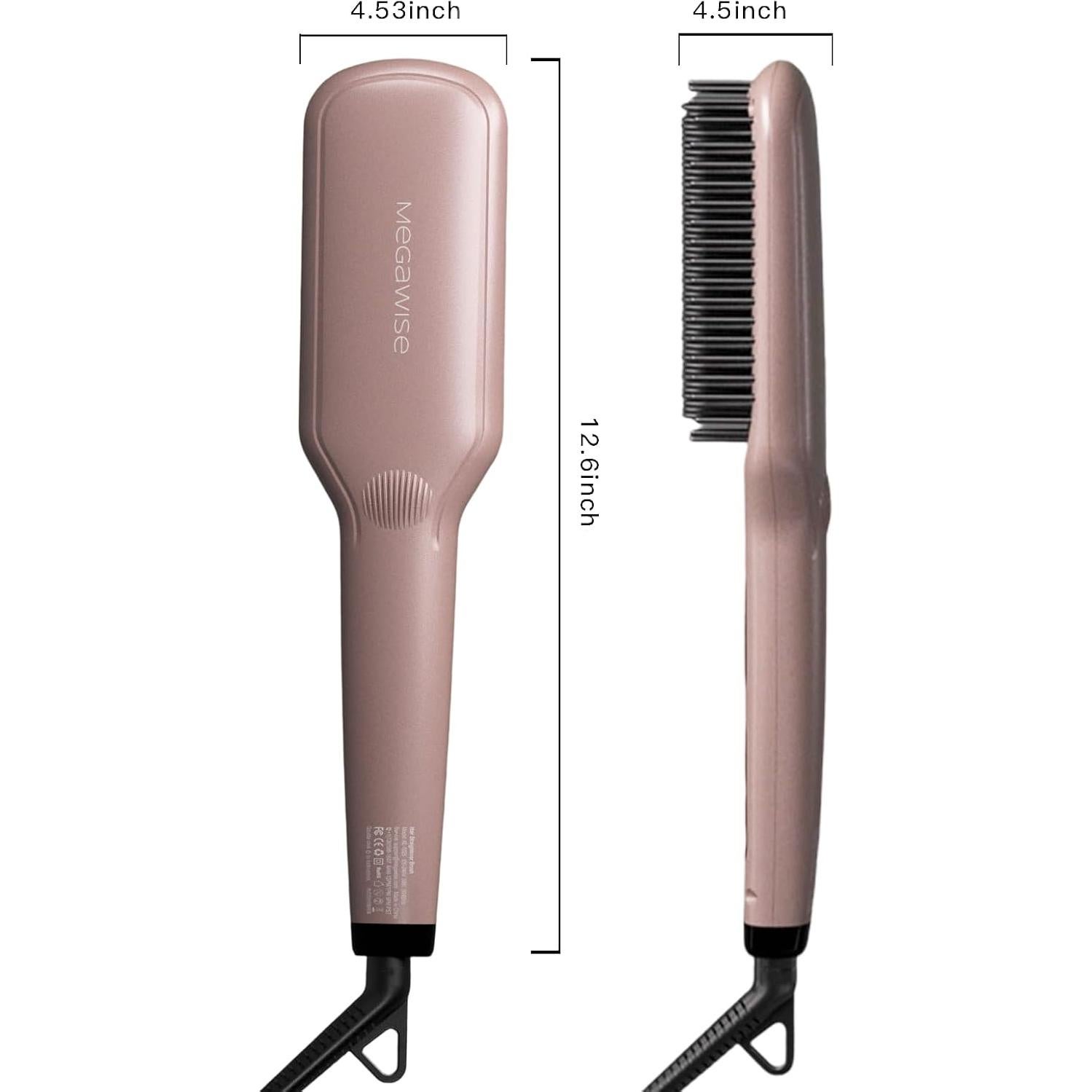 Cepillo Alisador MEGAWISE KL-1025 Rosa 2 en 1 Anti-Frizz
