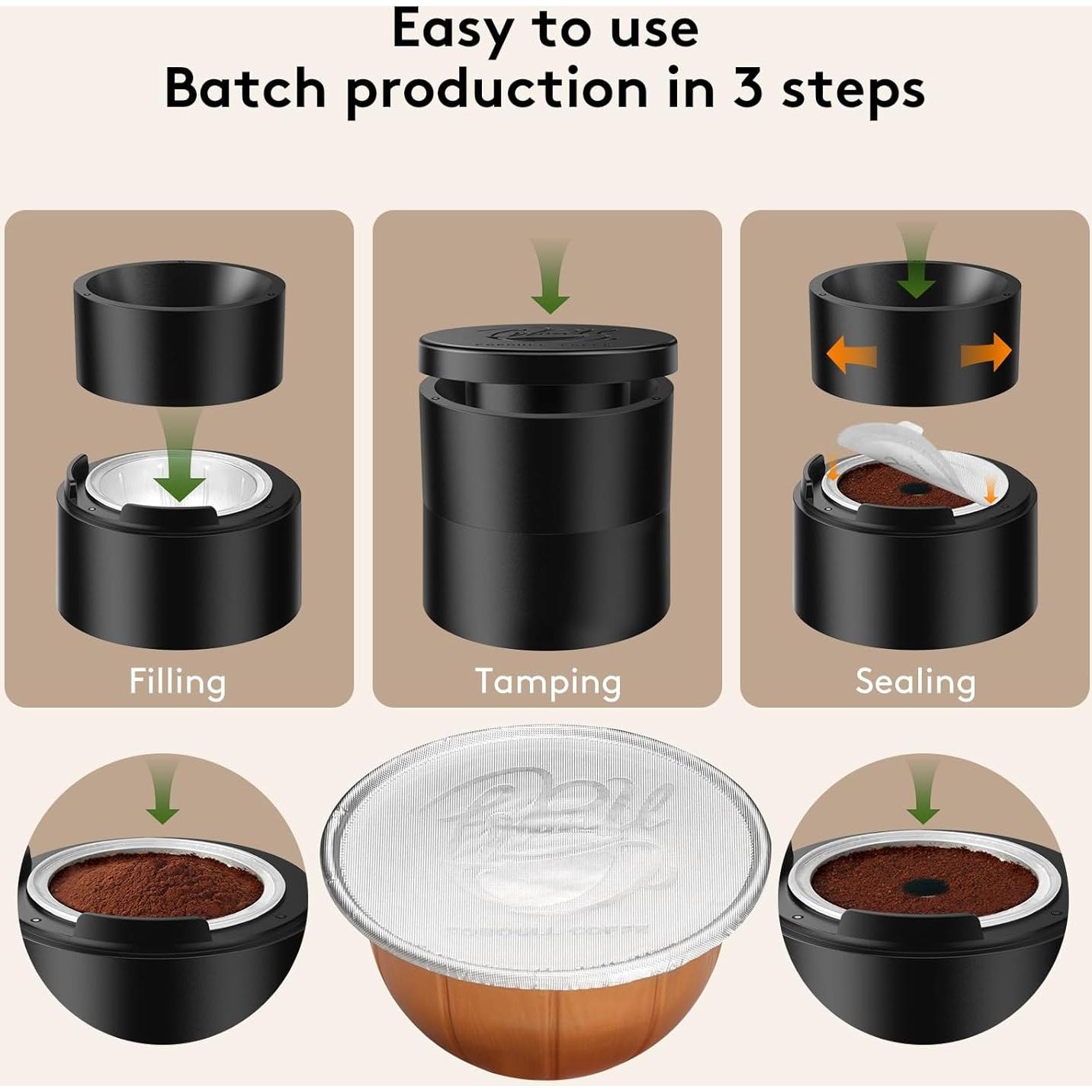 Kit de Cápsulas Reutilizables Foboull para Nespresso Vertuo 49 Piezas