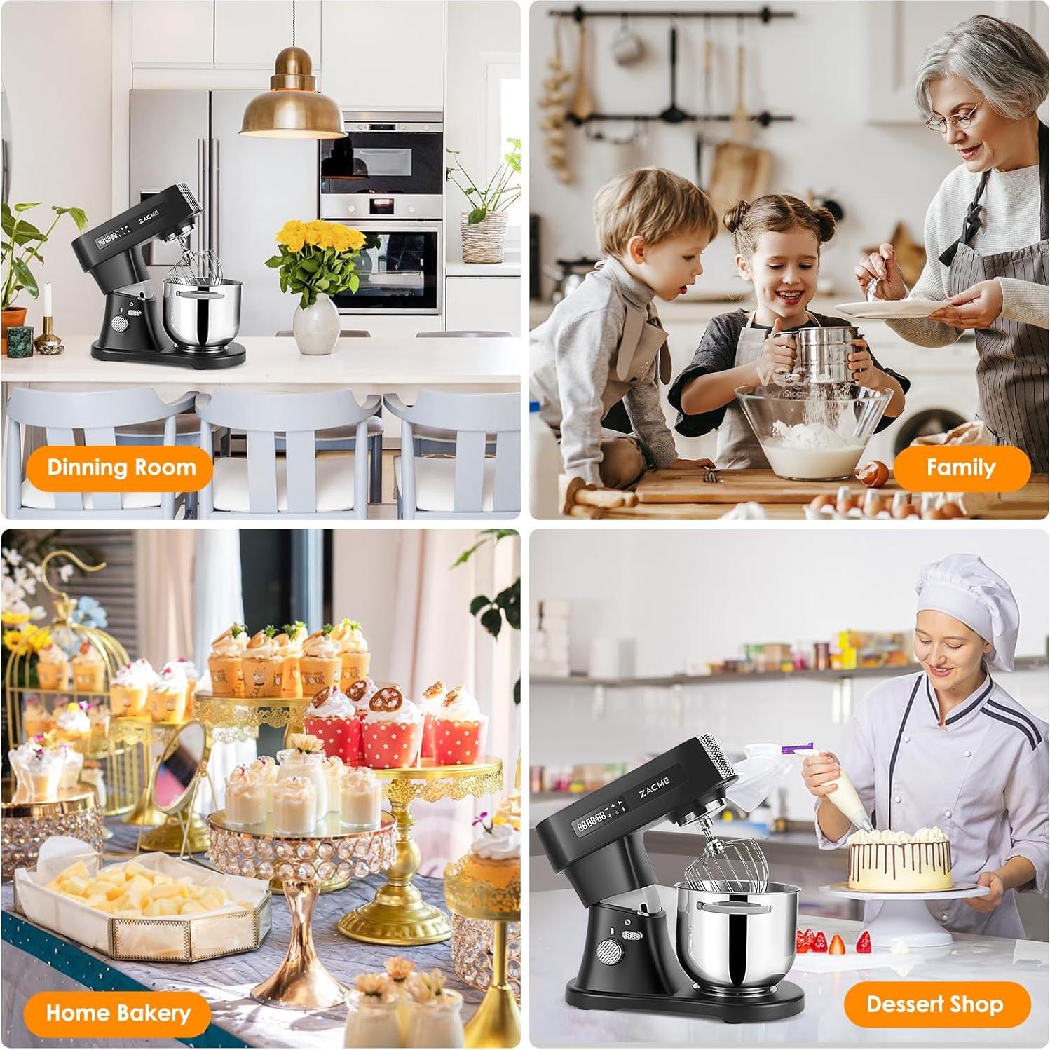 Mezclador de Pie ZACME 800W 7.4QT Acero Inoxidable Negro