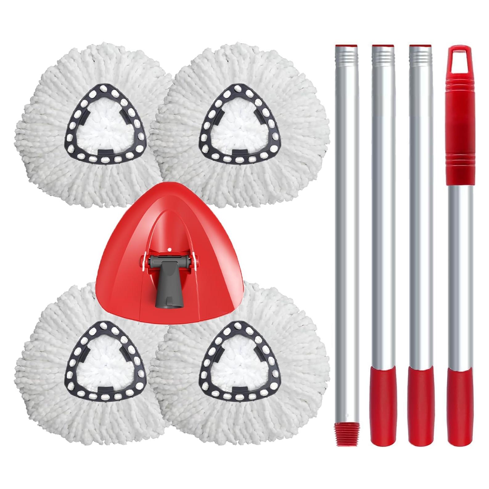 Kit de Reemplazo de Mopa Giratoria WAKAYOYO 4 Cabezas + Mango