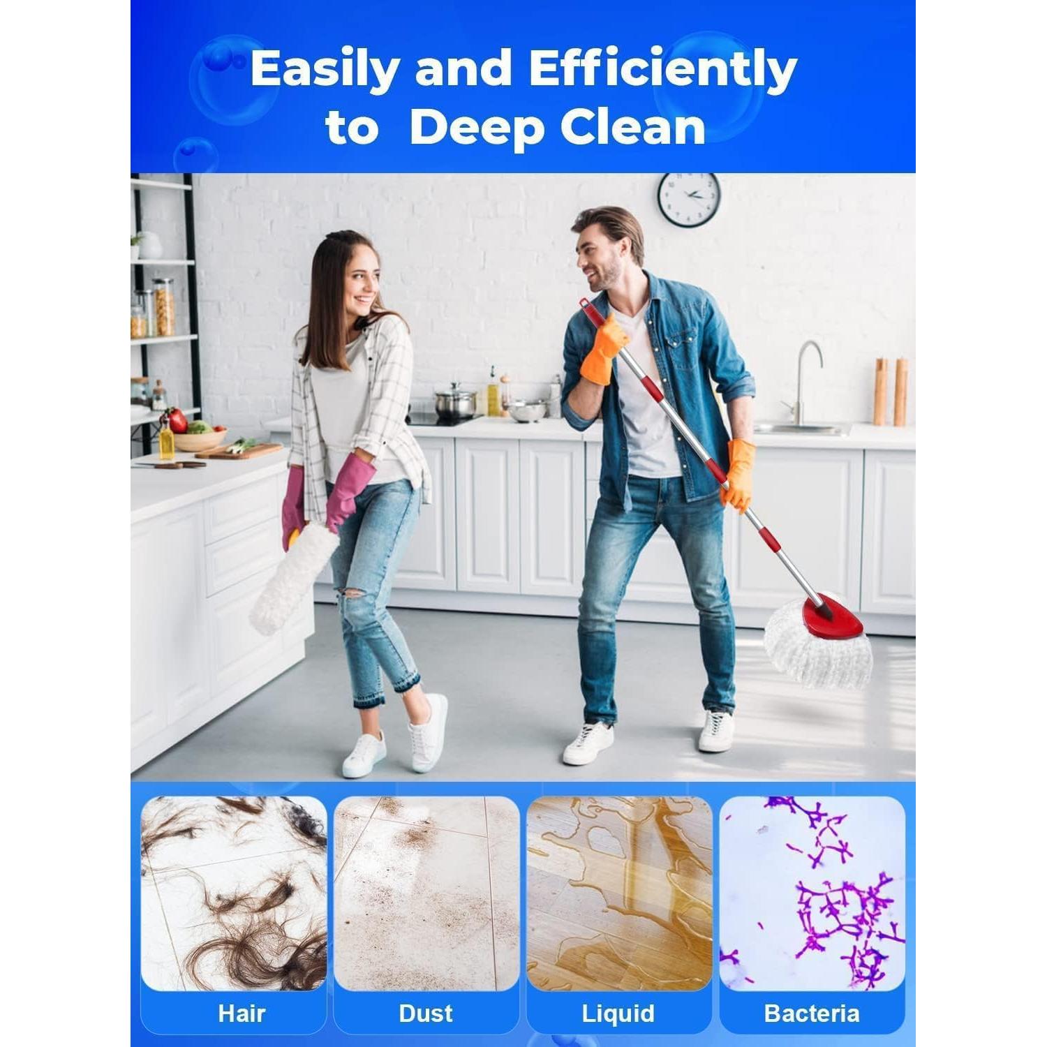 Kit de Reemplazo de Mopa Giratoria WAKAYOYO 4 Cabezas + Mango