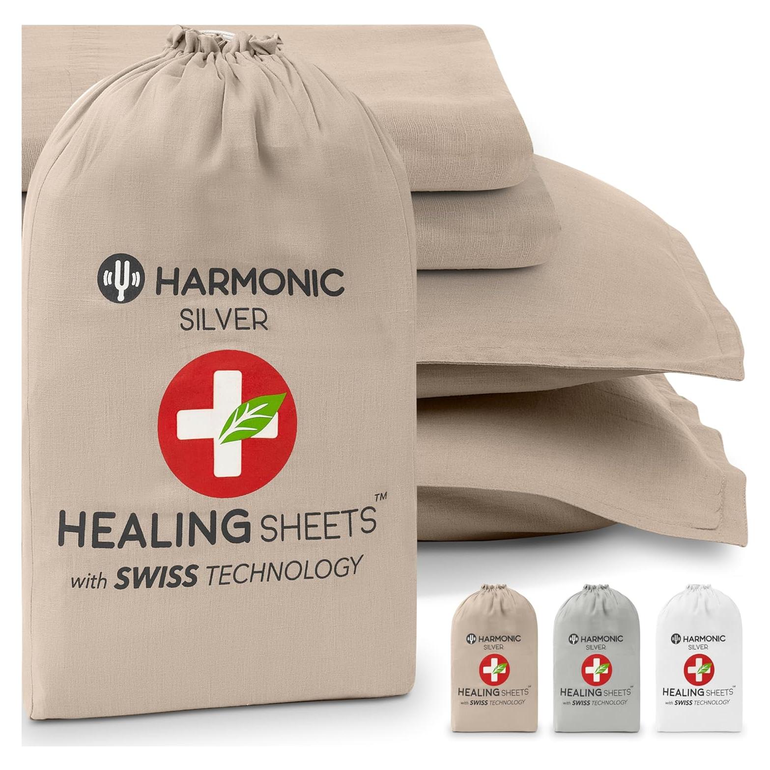 Juego de Sábanas King Lino Belga HARMONIC SILVER Eucalipto