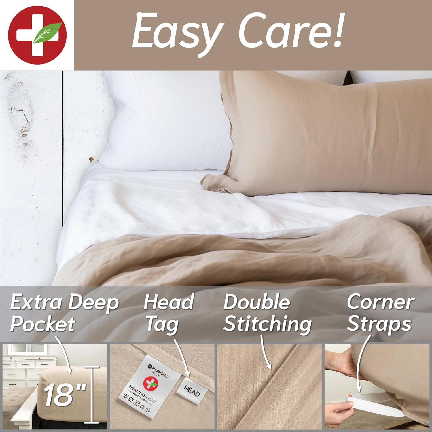 Juego de Sábanas King Lino Belga HARMONIC SILVER Eucalipto