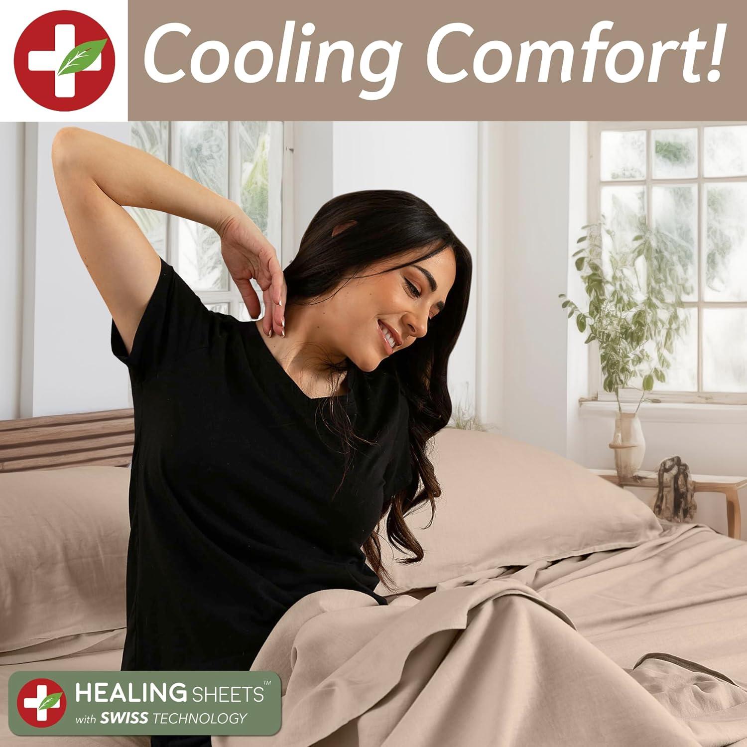 Juego de Sábanas King Lino Belga HARMONIC SILVER Eucalipto