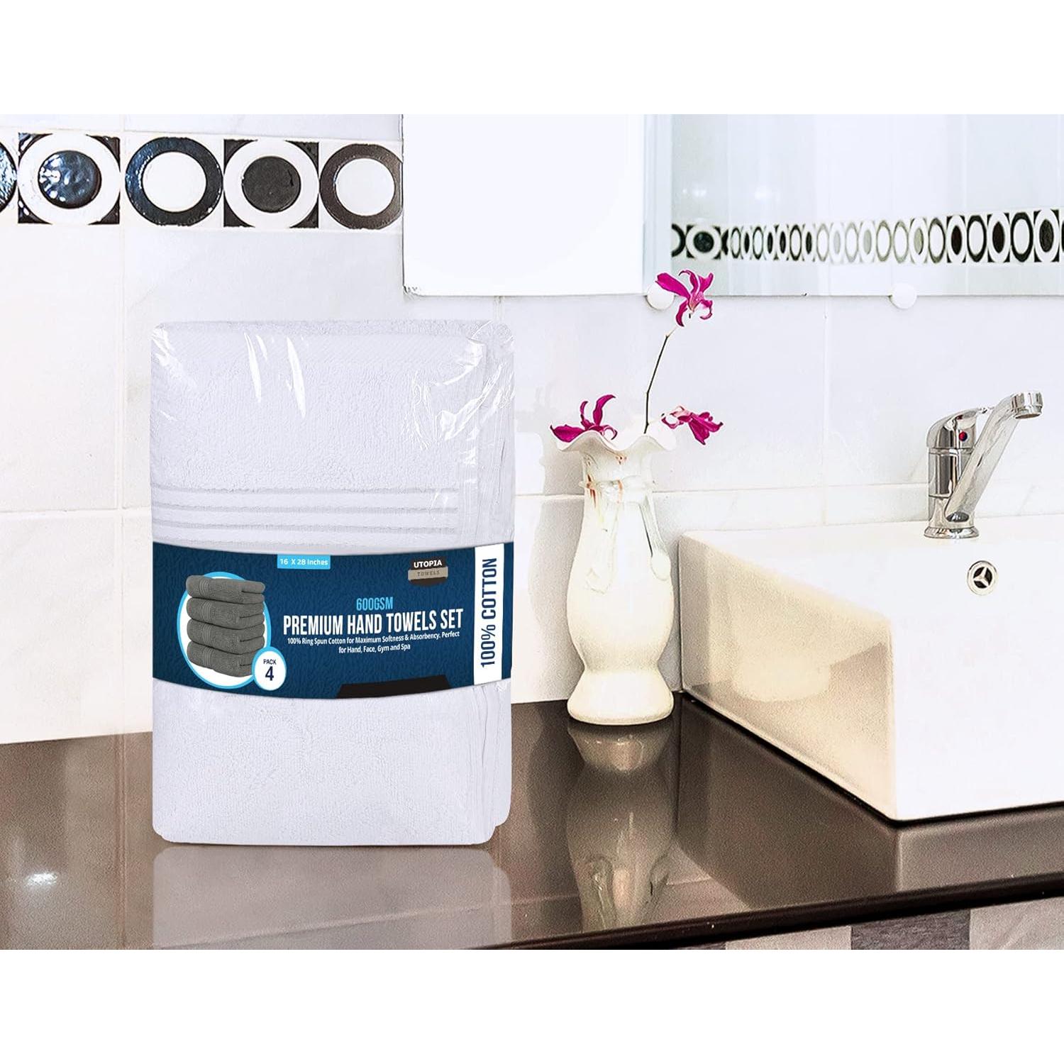 Toallas de Mano Utopia Set de 4, 100% Algodón Peinado, 40x71cm