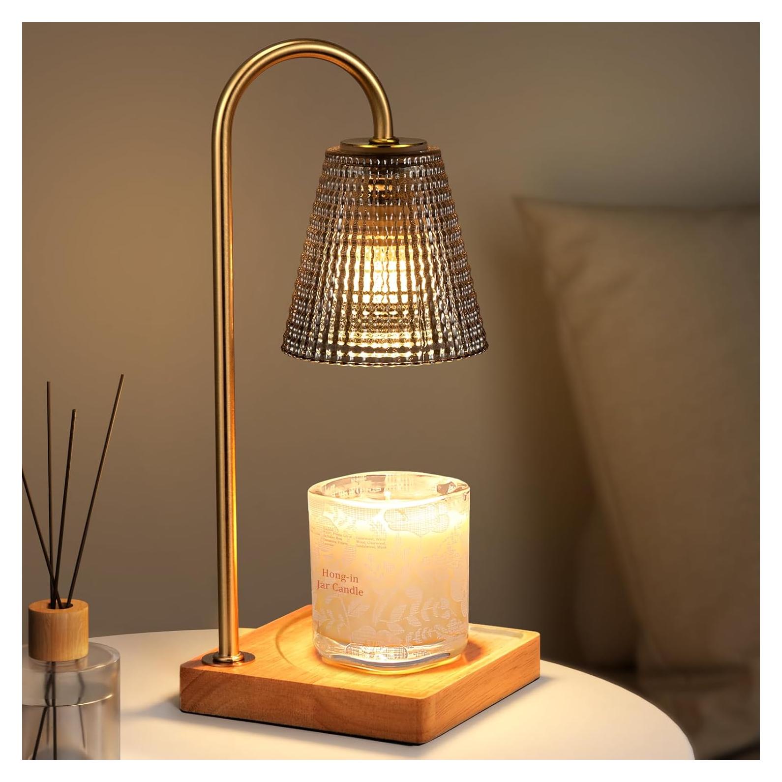 Lámpara Calentadora de Velas Hong-in 30 cm Gris-Madera con Temporizador