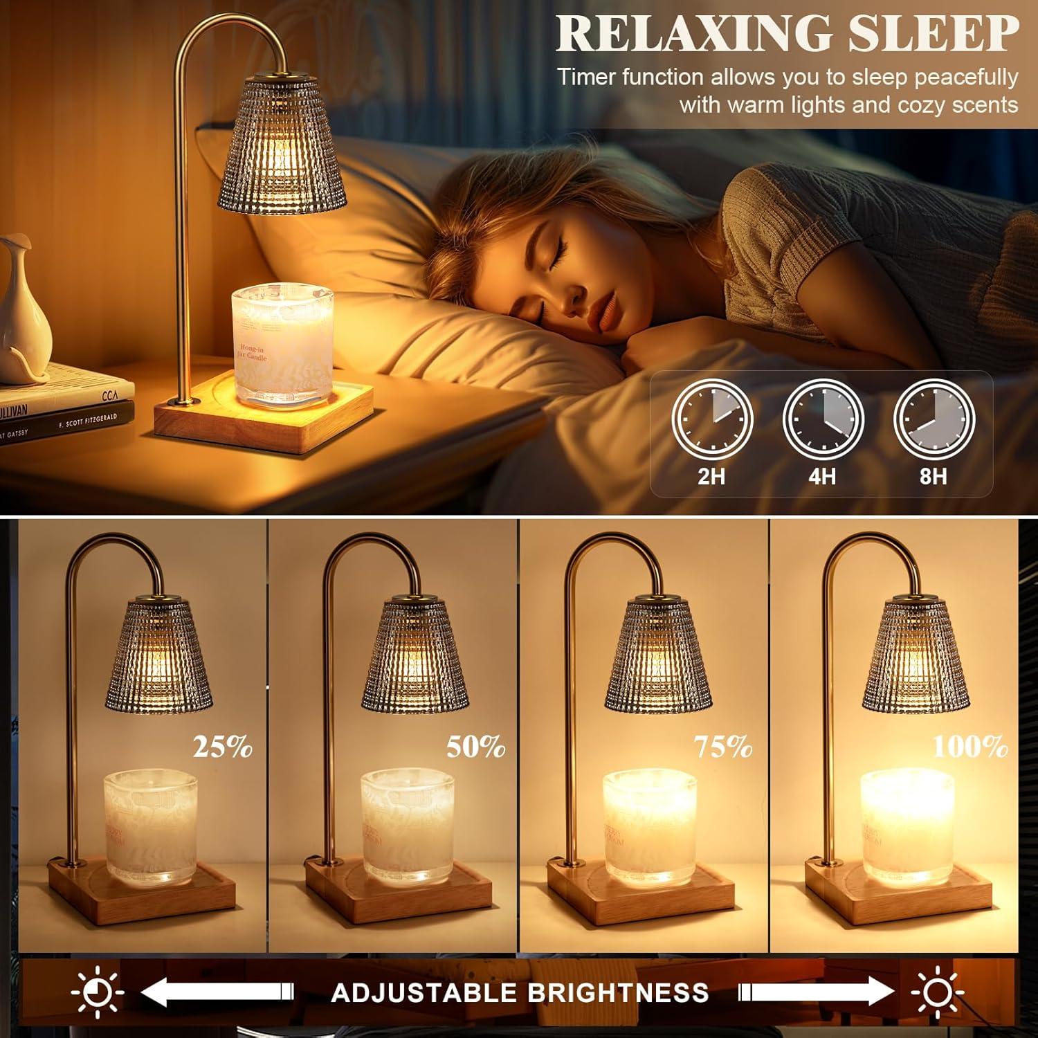 Lámpara Calentadora de Velas Hong-in 30 cm Gris-Madera con Temporizador