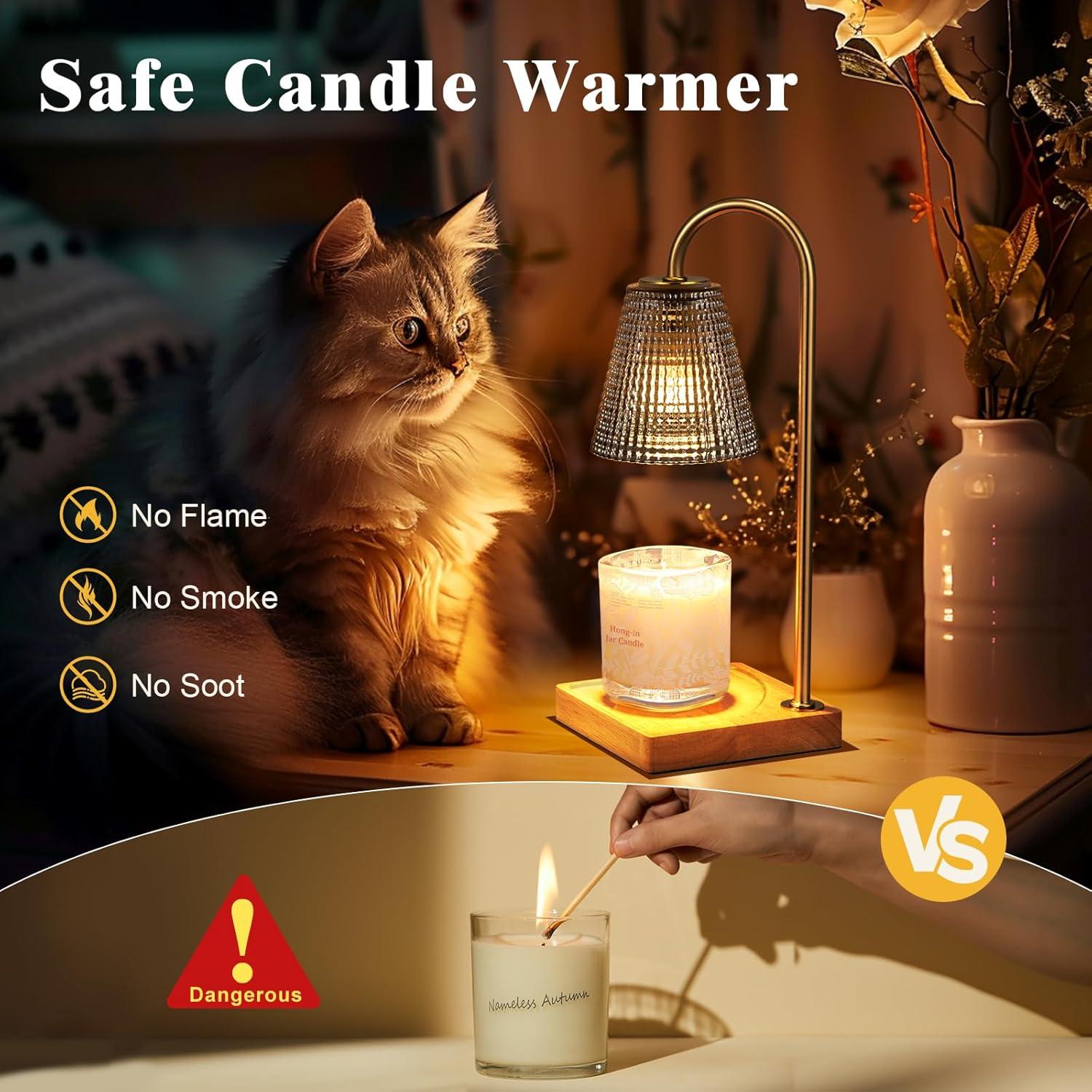 Lámpara Calentadora de Velas Hong-in 30 cm Gris-Madera con Temporizador