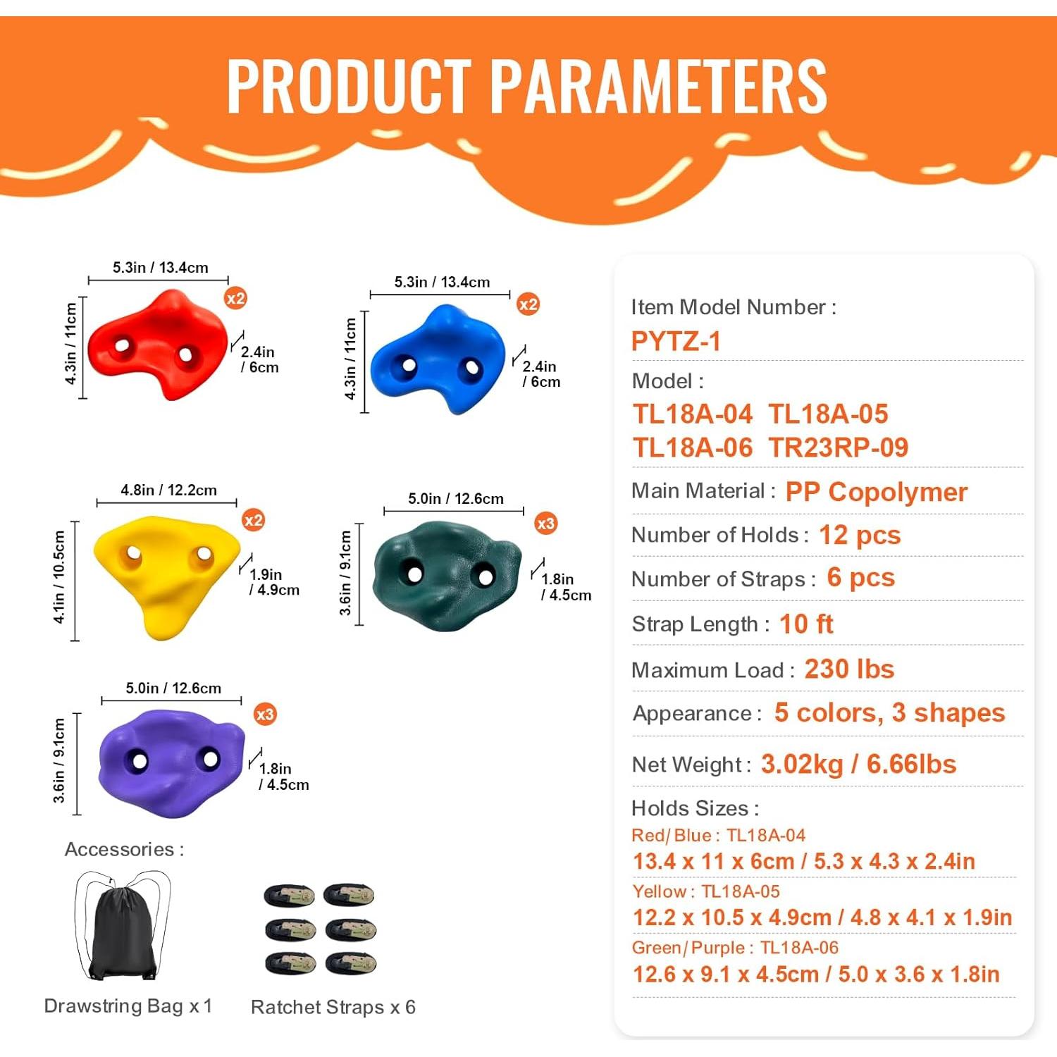 Kit de Escalada en Árbol Ninja VEVOR - 12 Agarraderas y 6 Correas